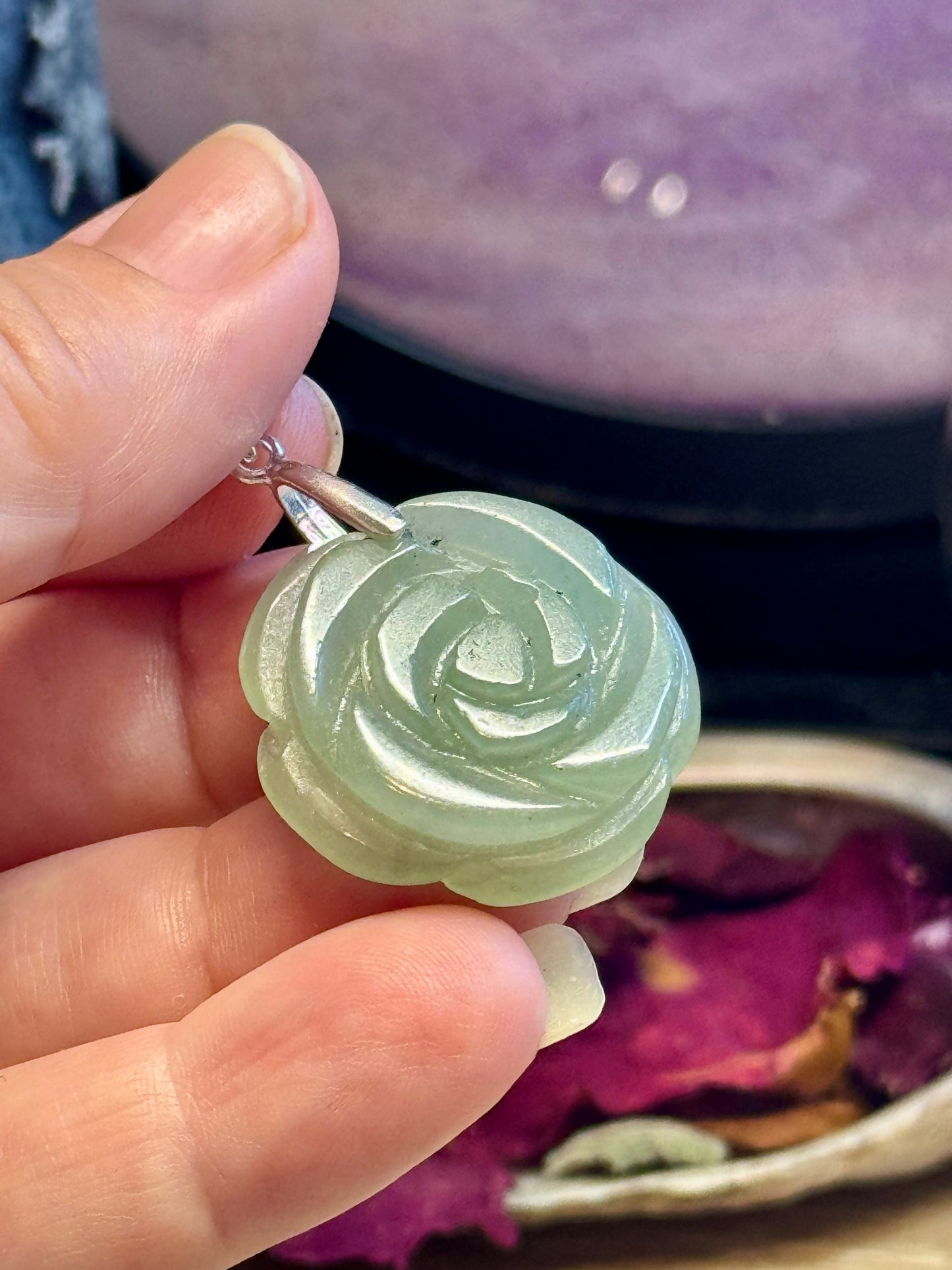 Pendentif de rose Aventurine verte