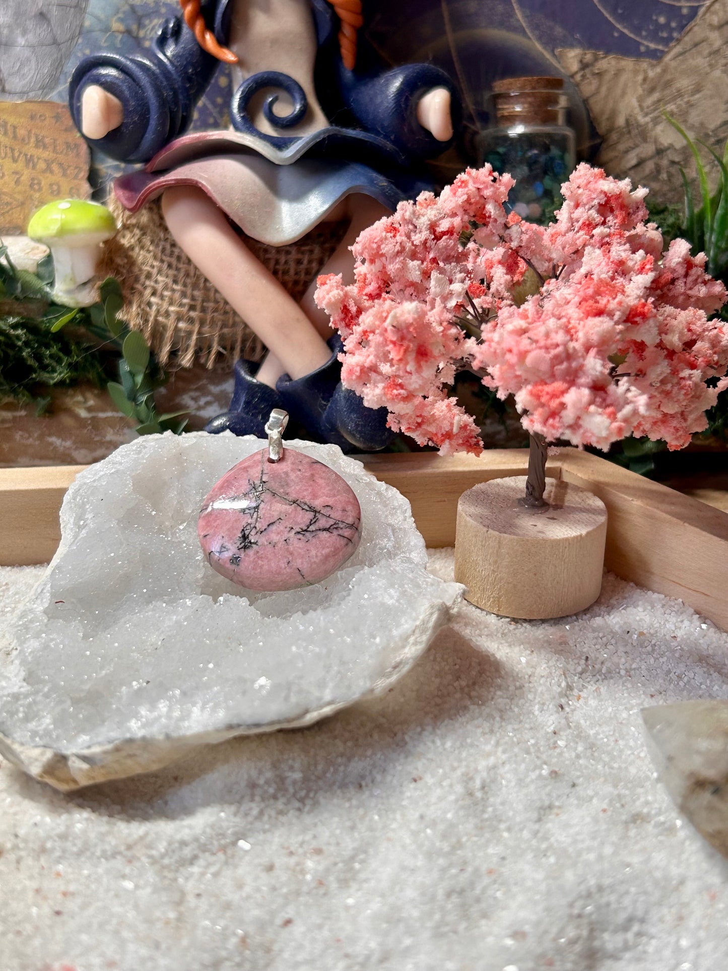 Pendentif de rhodonite