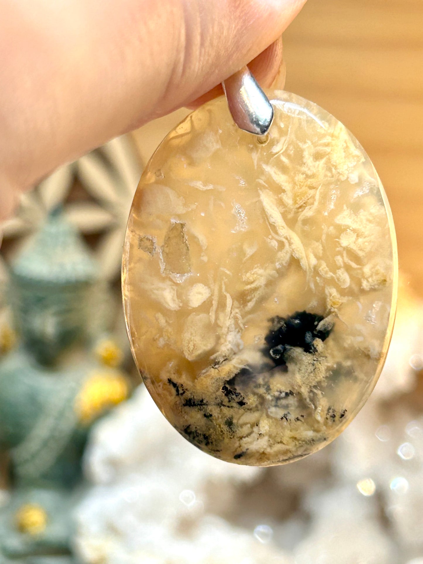 Pendentif d’agate dendrite de tigre