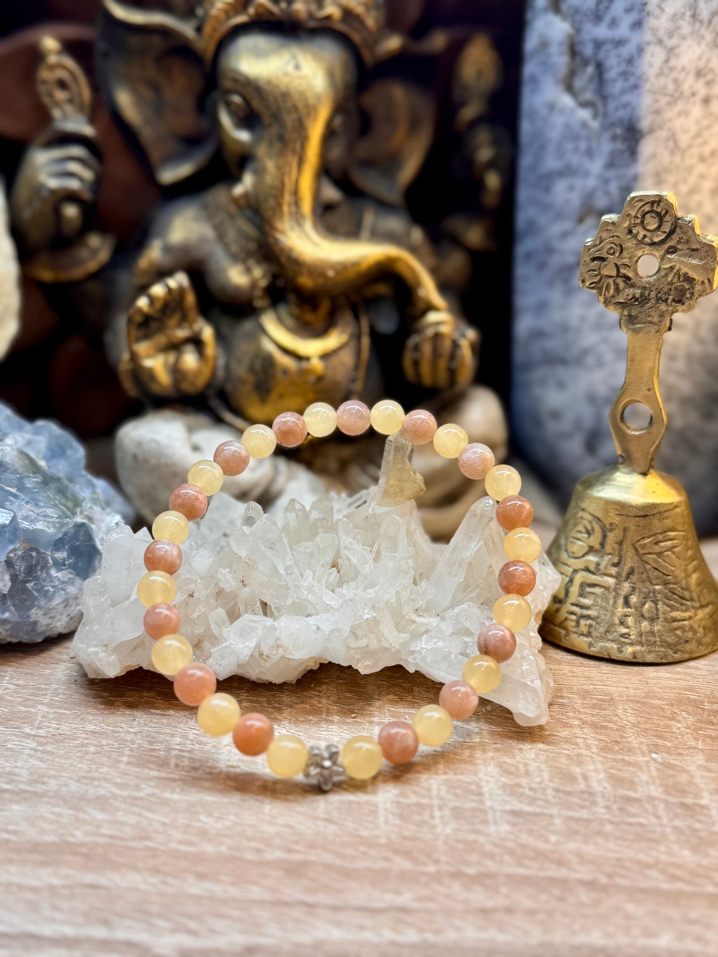 Bracelet Jade Jaune et Pierre du Soleil