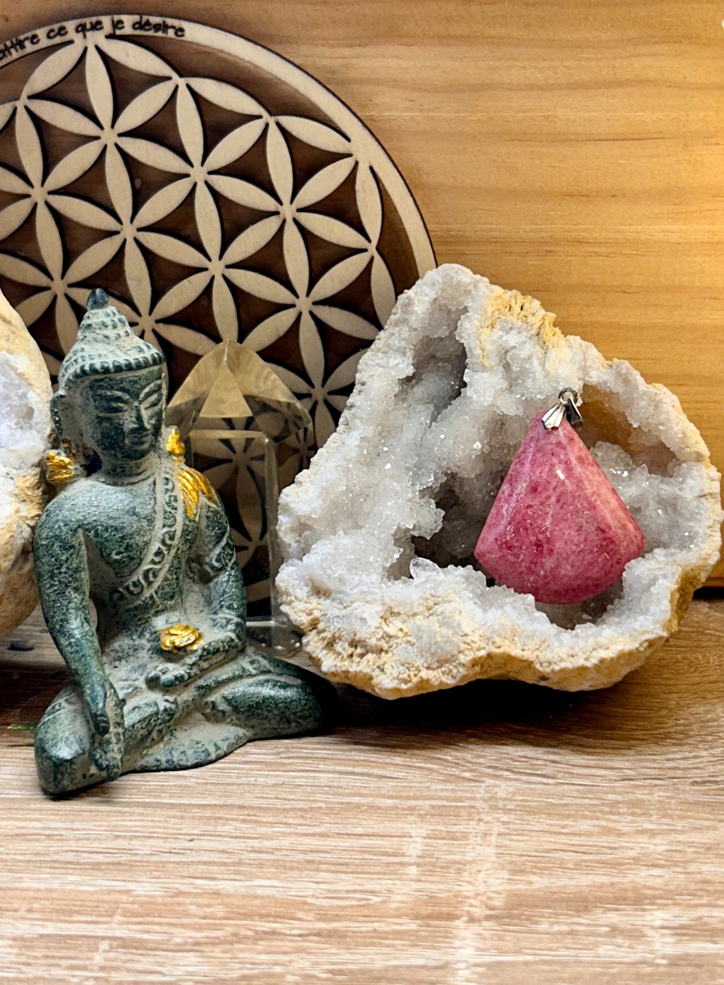 Pendentif de rhodonite