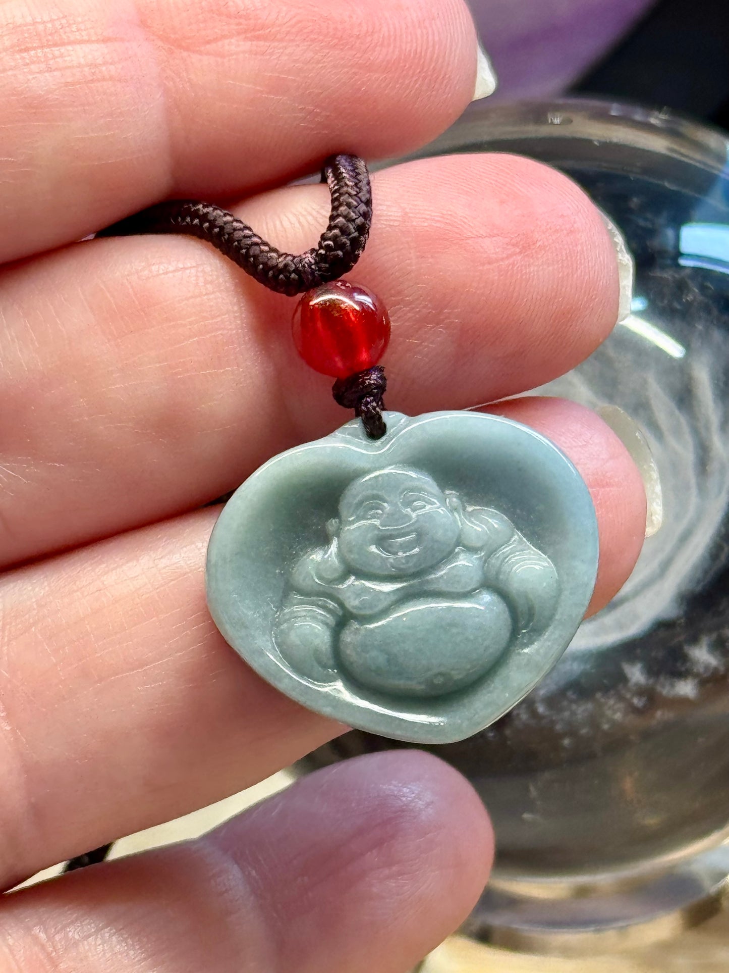 Collier de Jade Bouddha Rieur en cœur