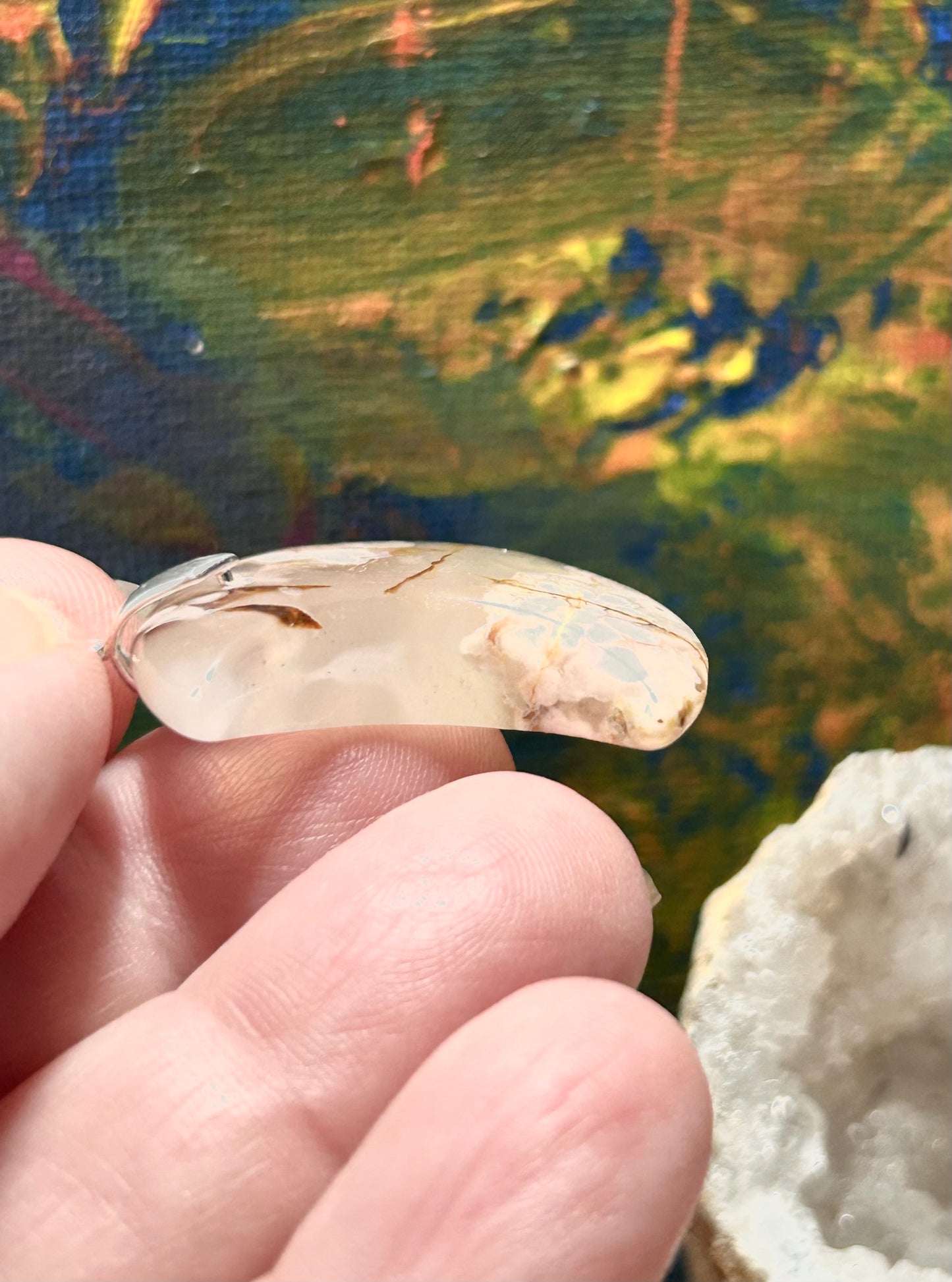 Pendentif d’agate fleurs de cerisier
