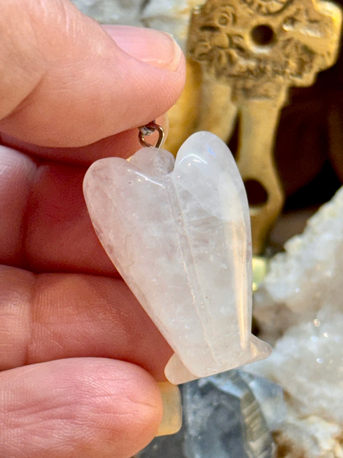 Pendentif ange en cristal de roche