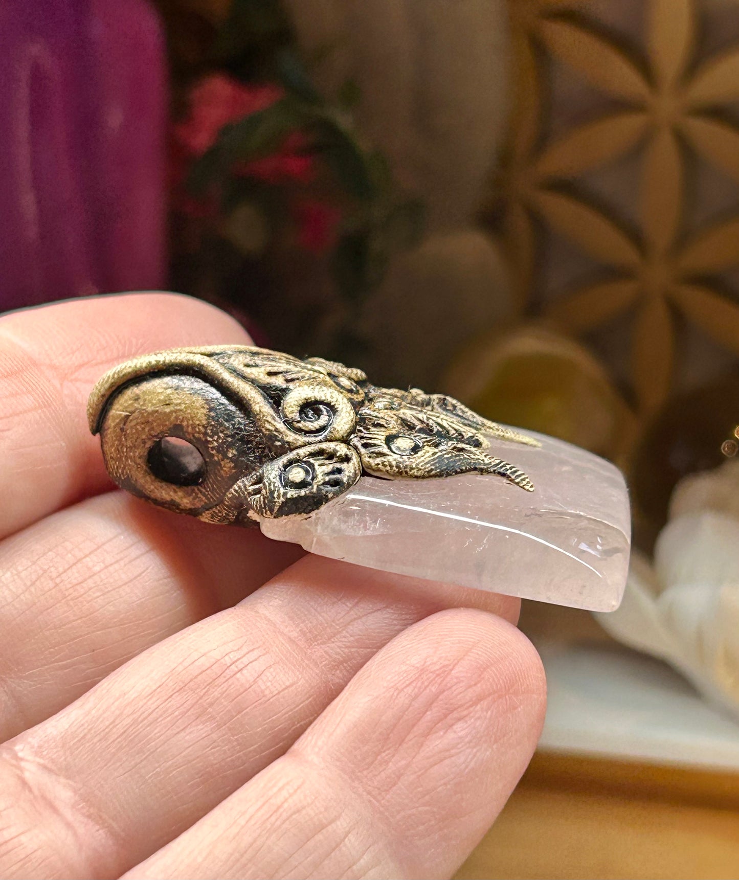 Pendentif de quartz rose