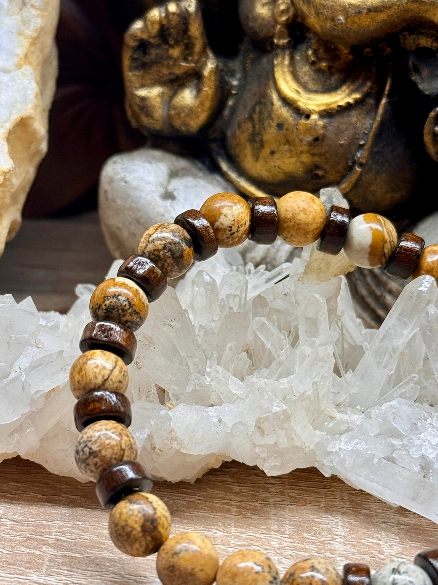 Bracelet de Jaspe paysage et bois