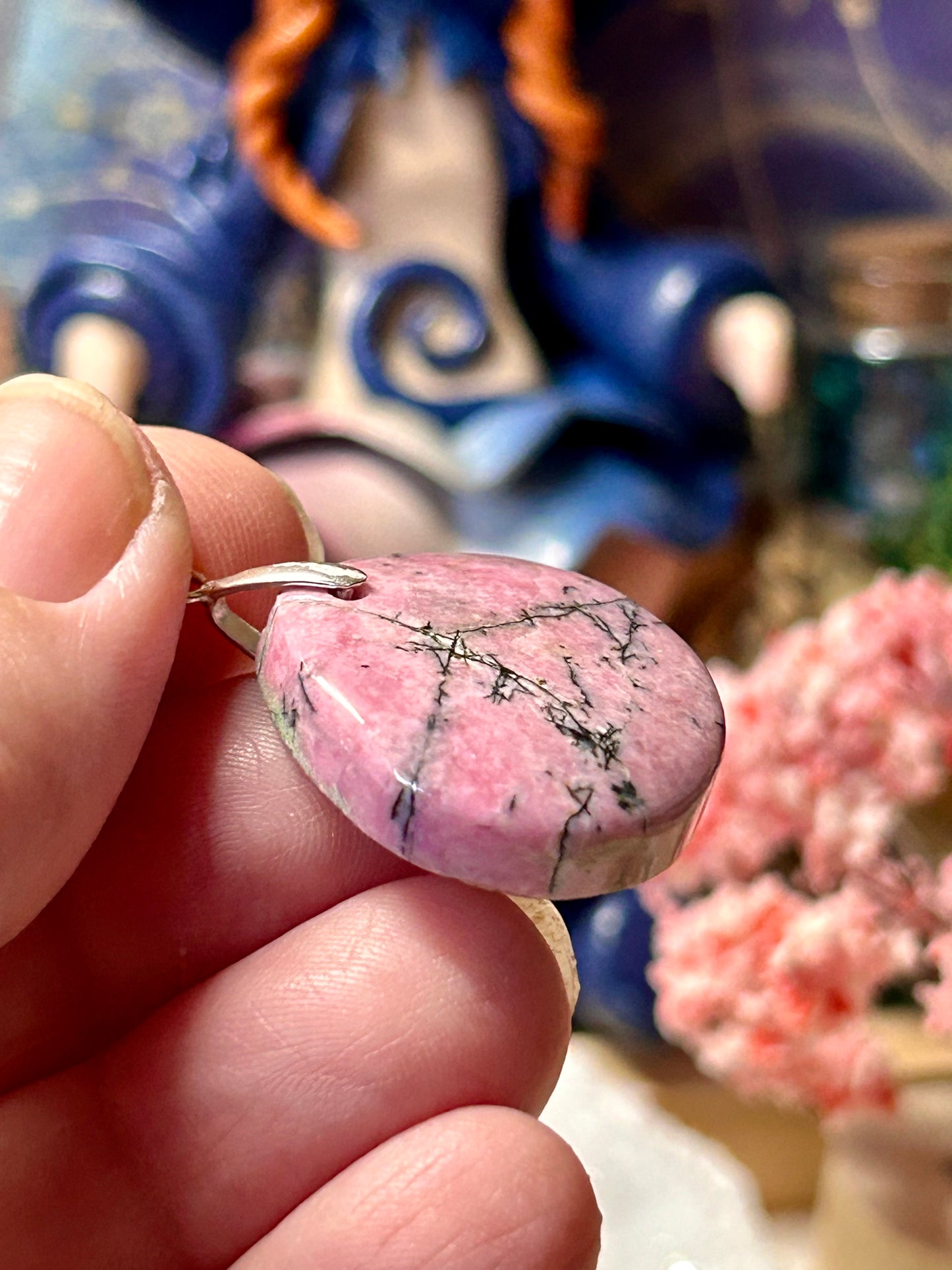 Pendentif de rhodonite