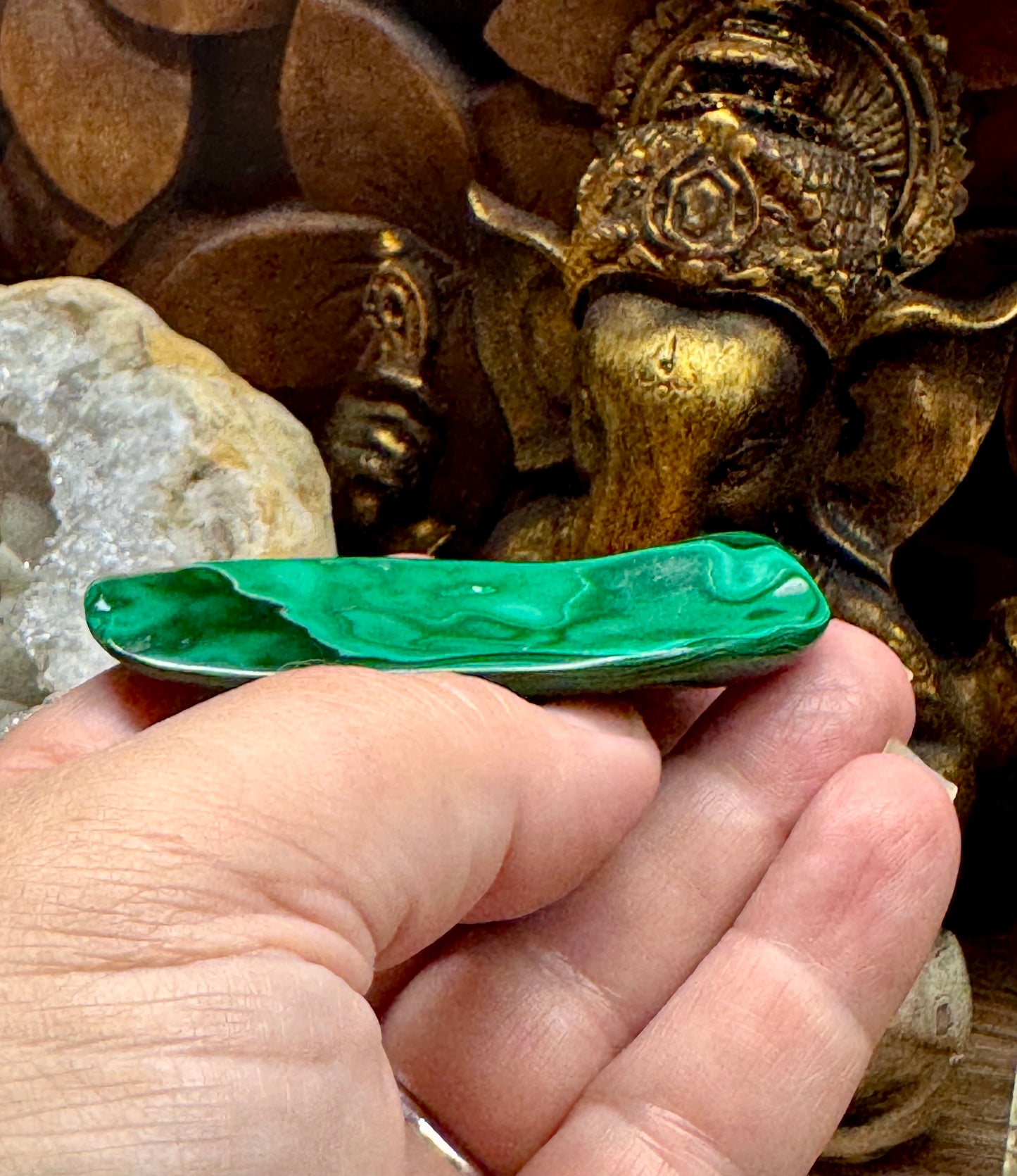 Plaque polie de malachite polie