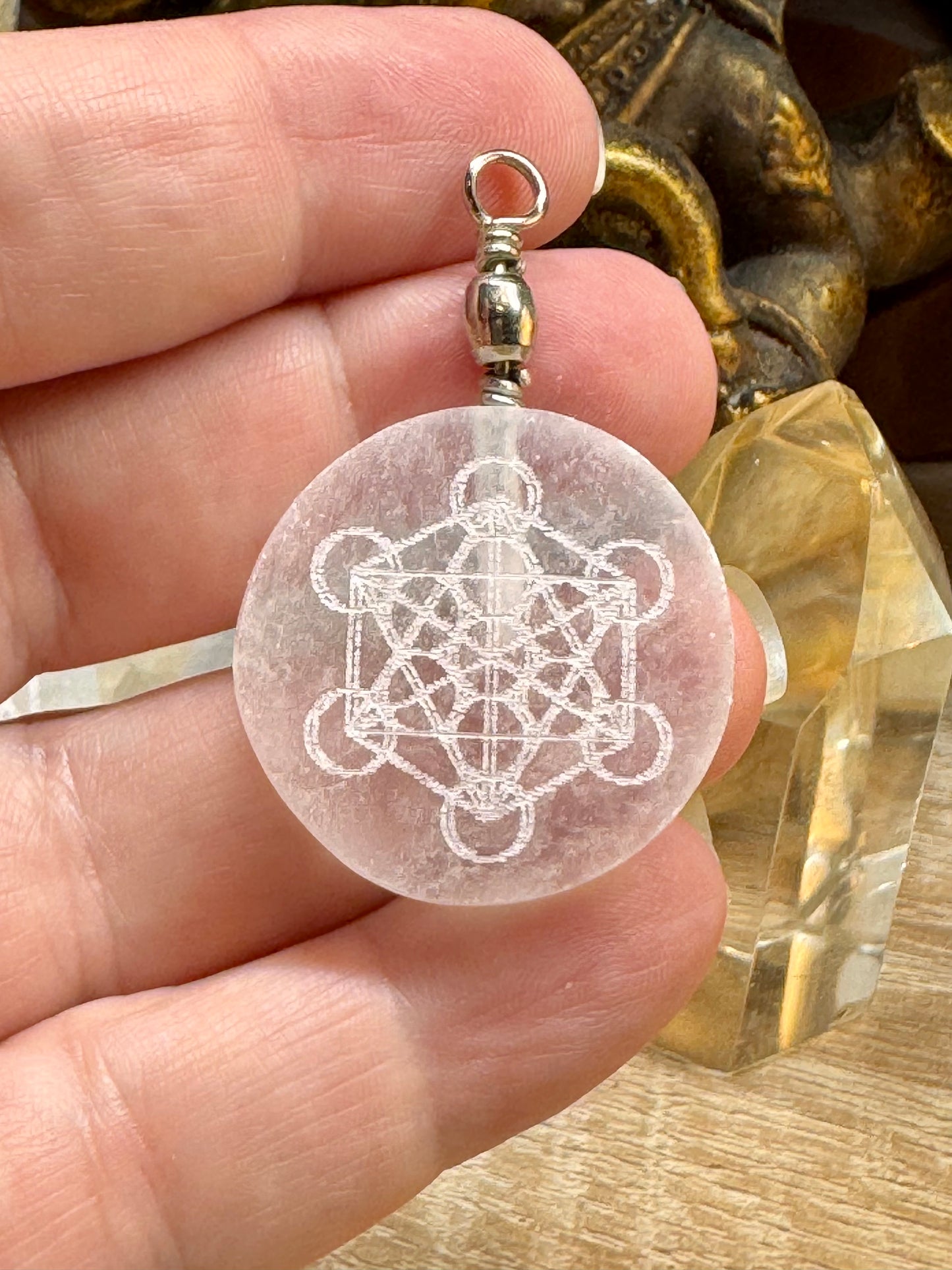 Pendentif sélénite Métatron