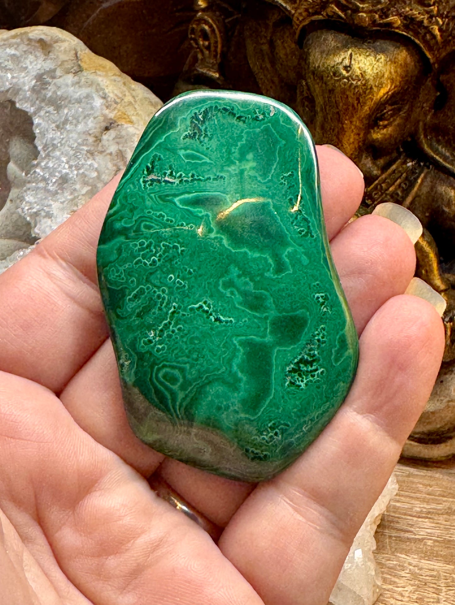 Plaque polie de malachite polie
