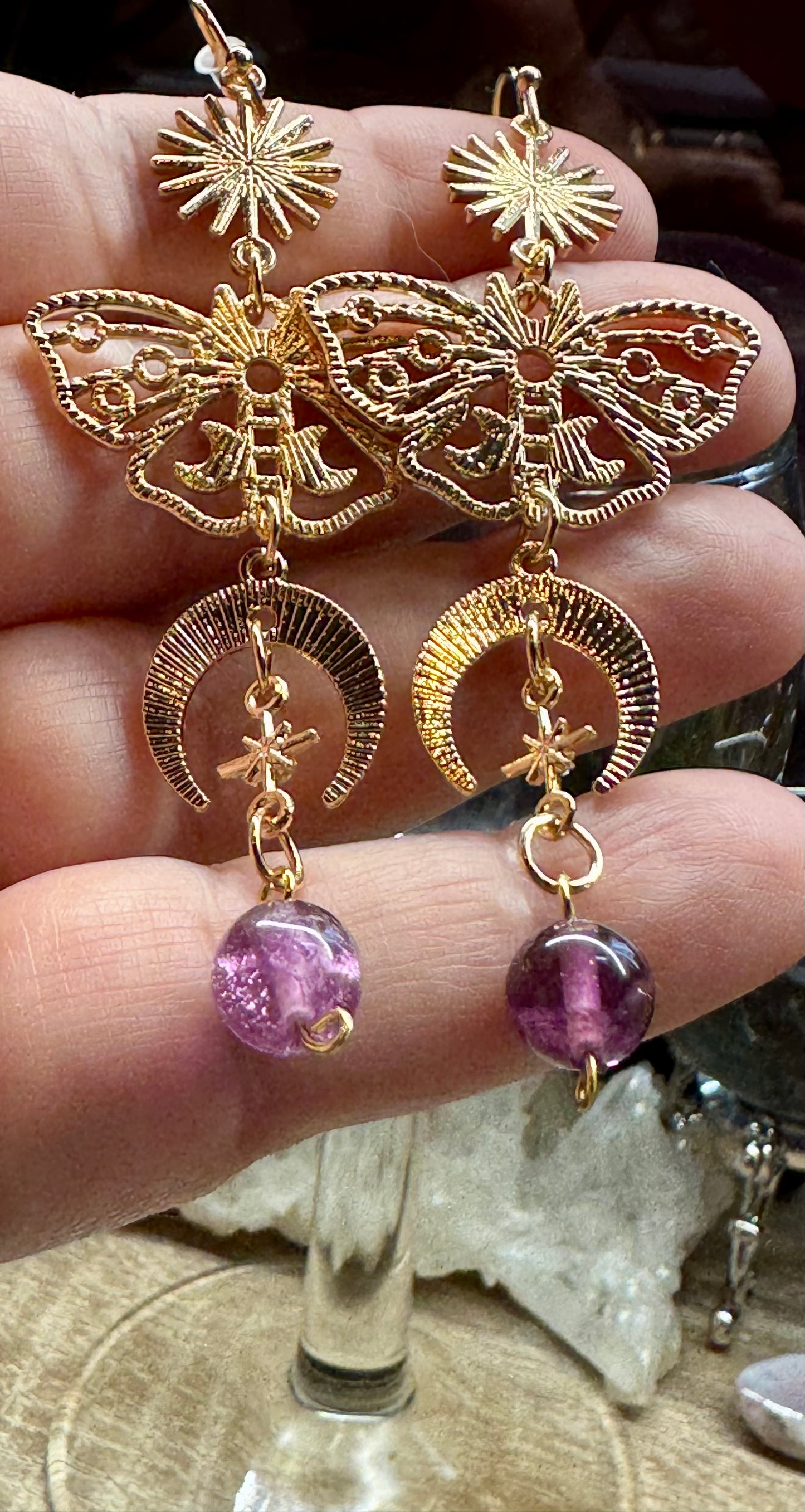 Boucles d’oreilles dorées Fluorine