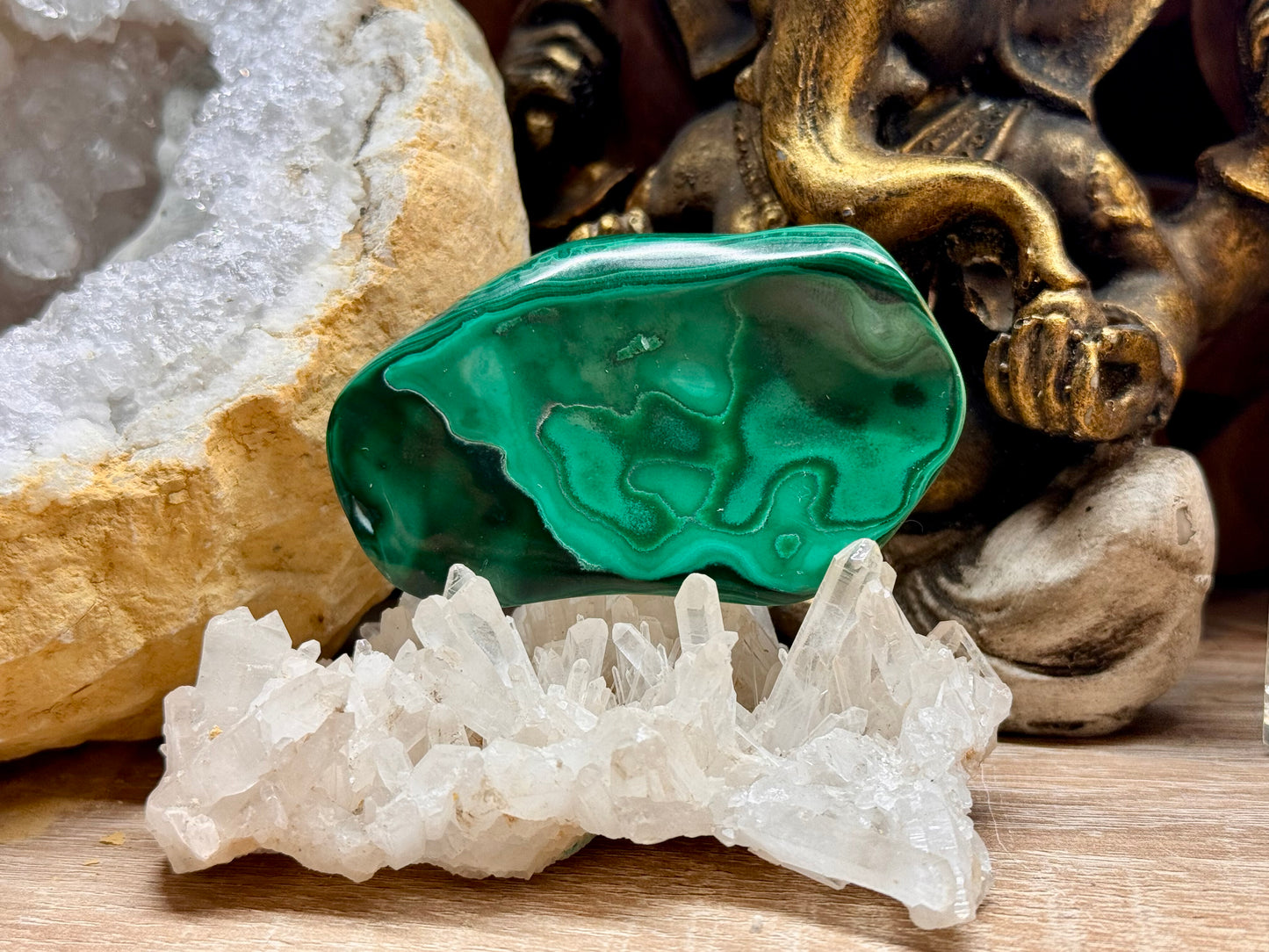 Plaque polie de malachite polie