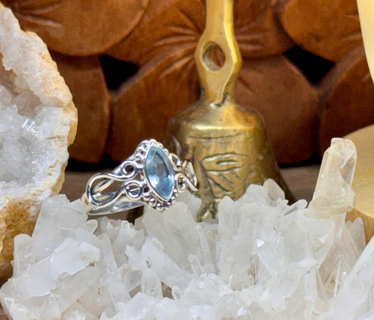 Bague en argent 925 Topaze bleue
