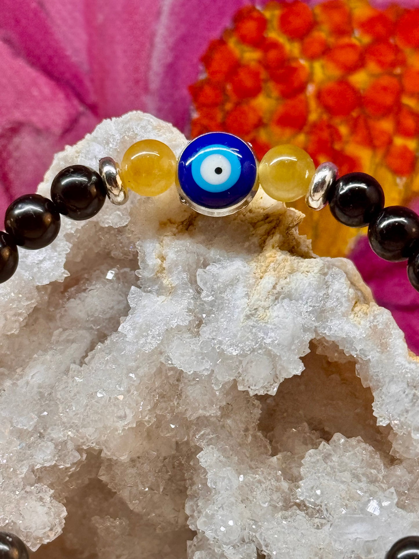 Bracelet de protection obsidienne noire et œil de tigre