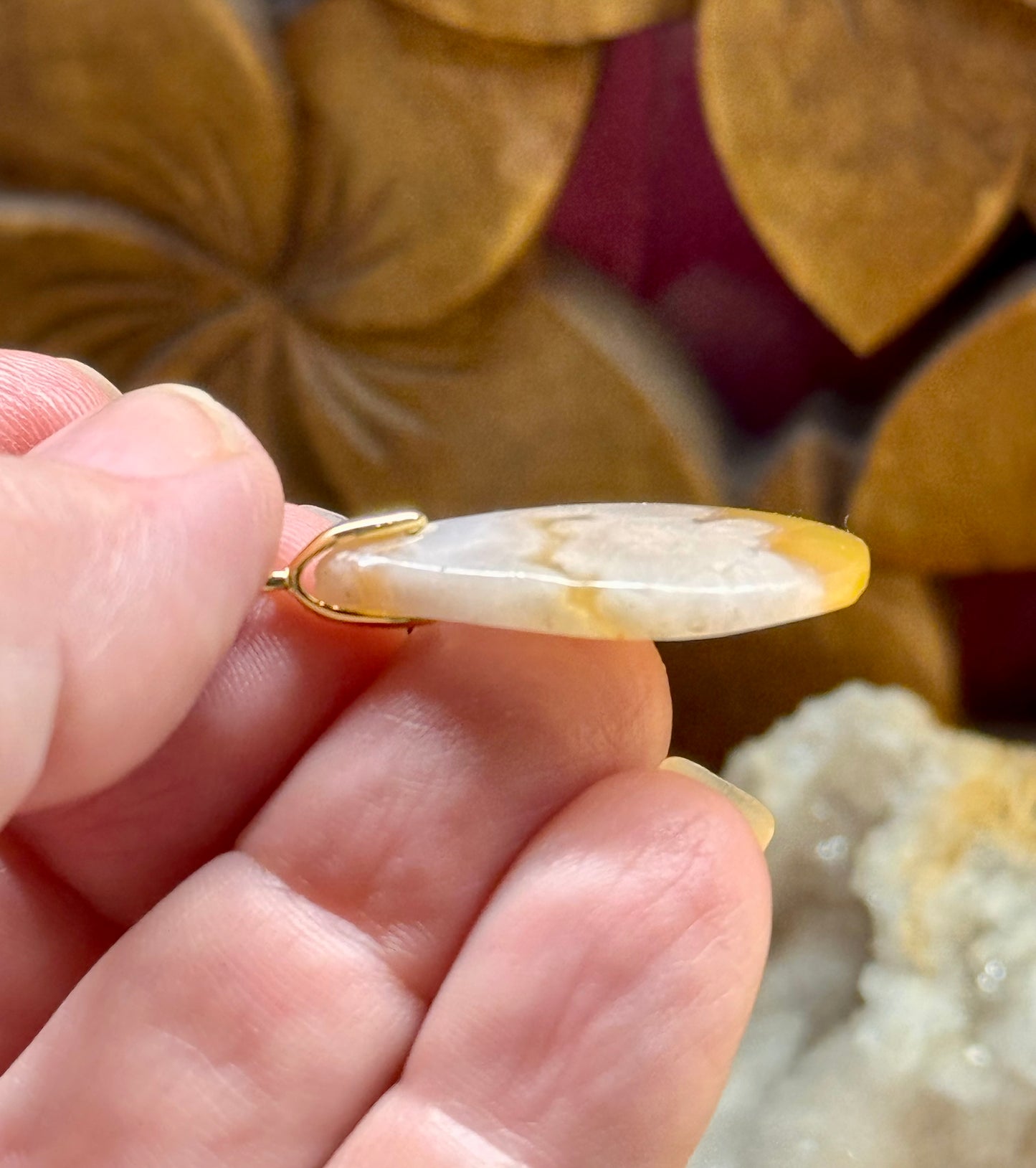 Pendentif goutte d’agate fleur de cerisier