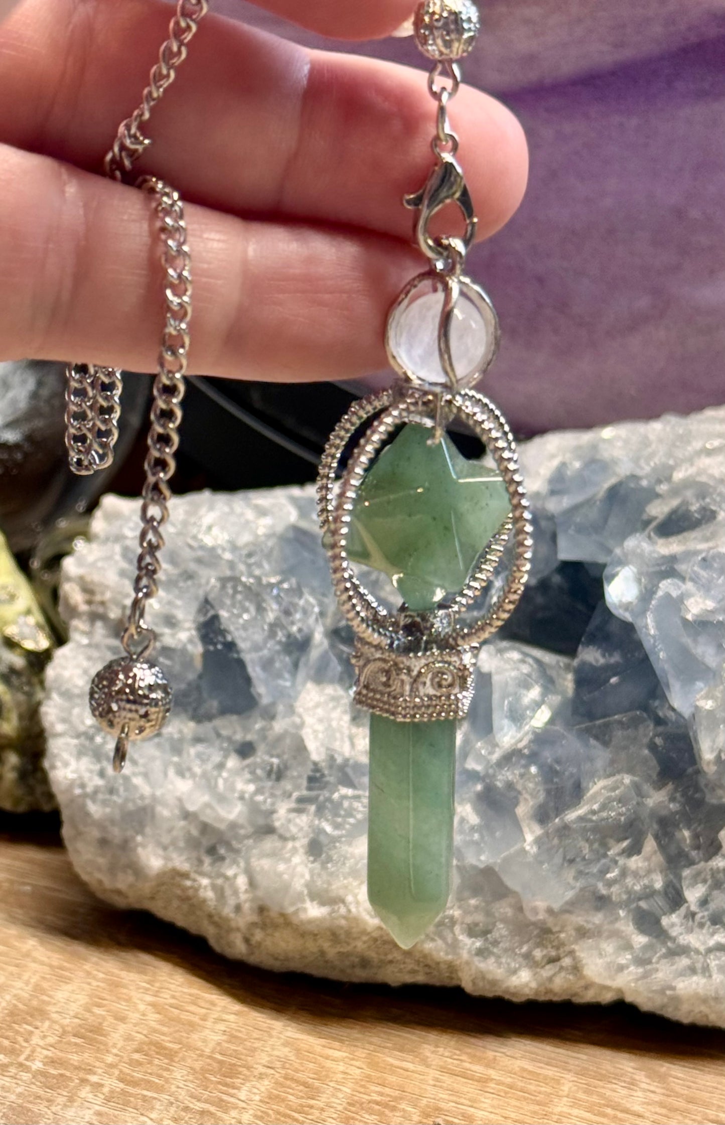 Pendule en Aventurine verte - Pointe et Merkaba