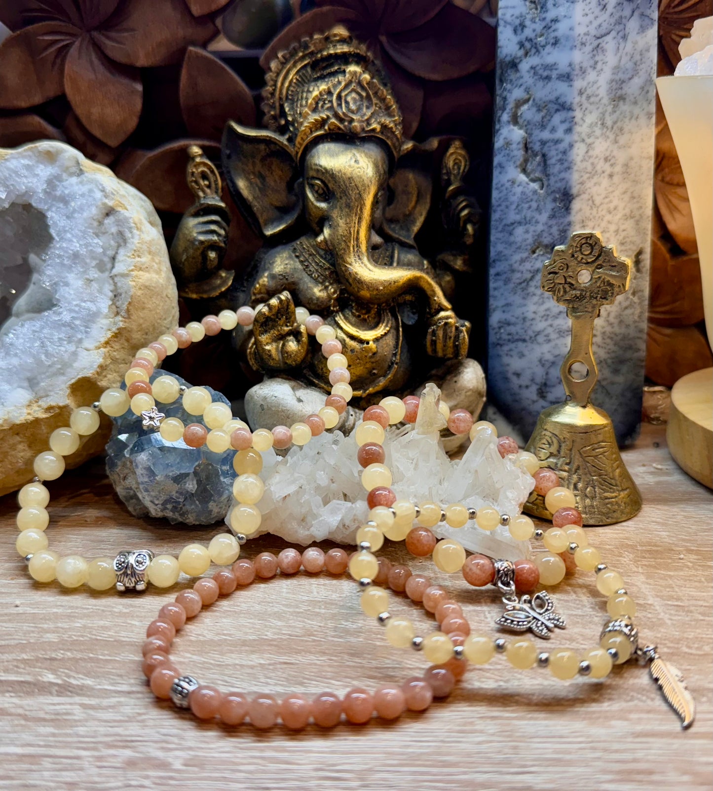 Bracelet Jade Jaune et Pierre du Soleil