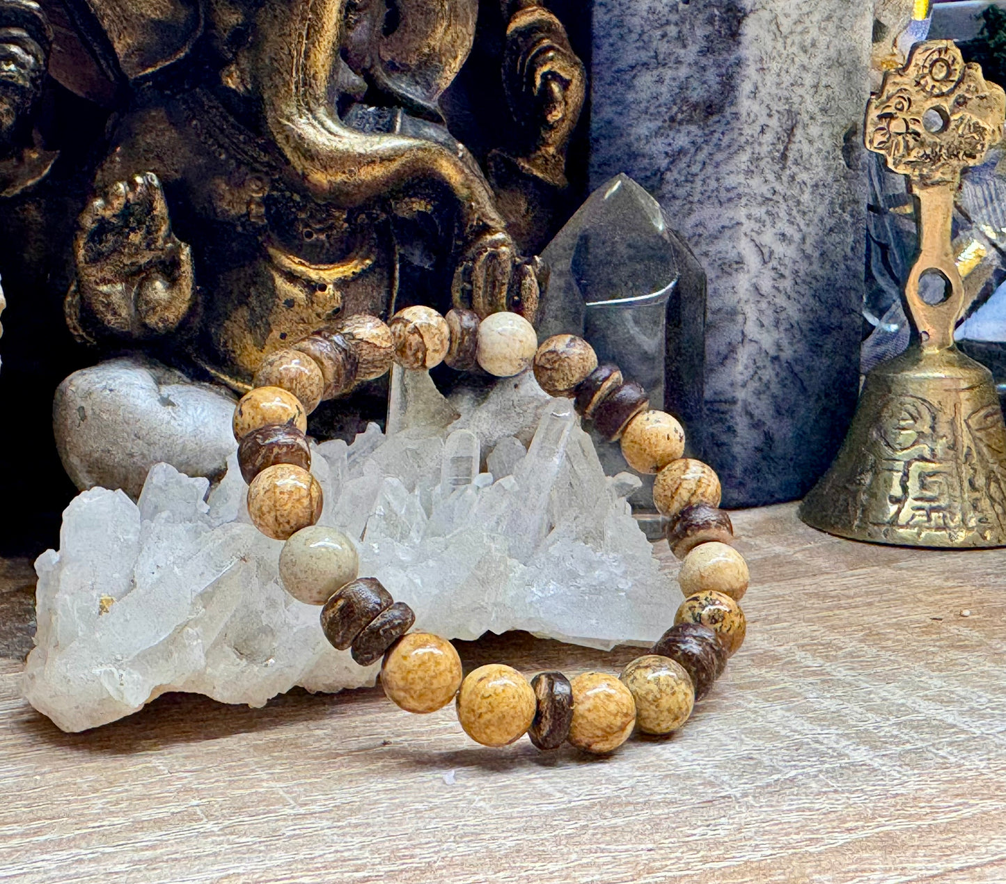 Bracelet Jaspe Paysage et Bois 17cm