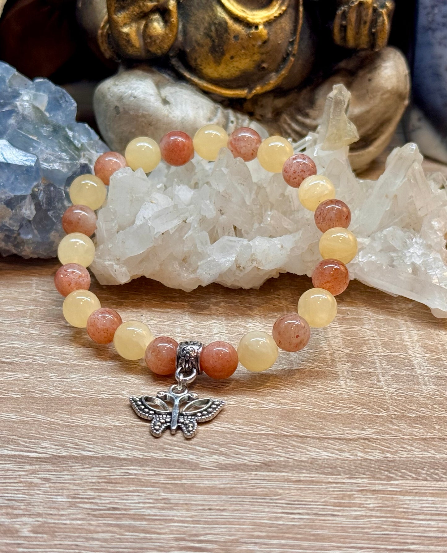 Bracelet Jade Jaune et Pierre du Soleil