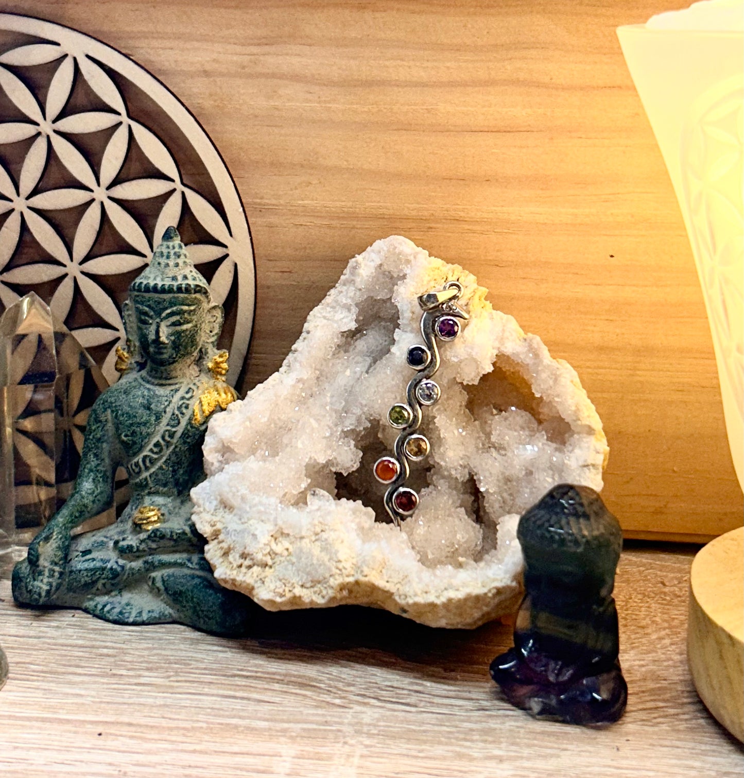 Pendentif en argent serpent et chakras