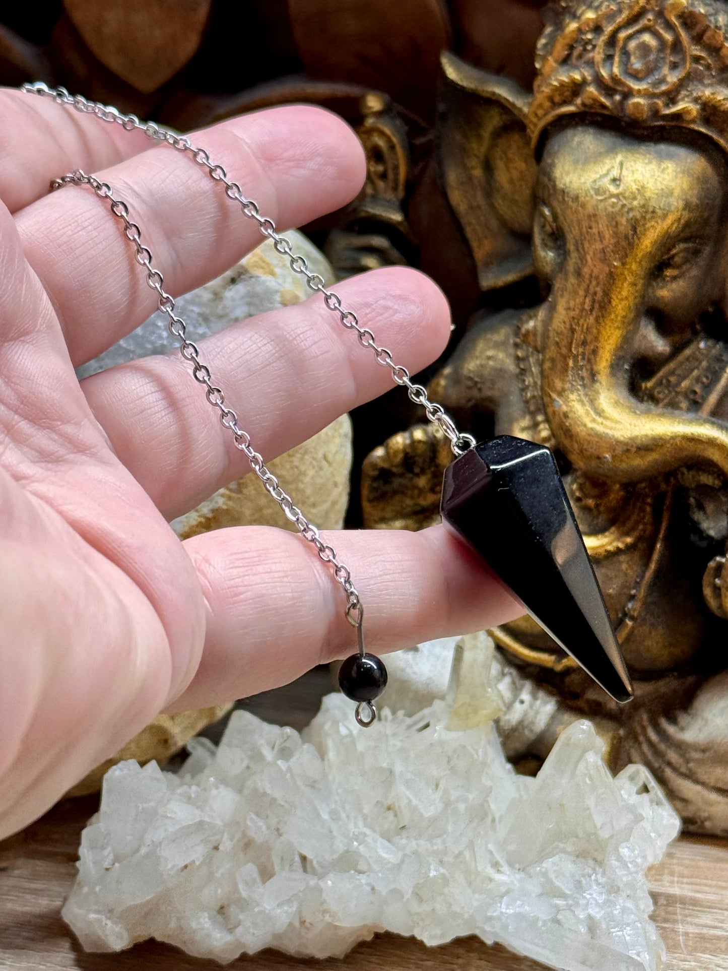 Pendule conique en Obsidienne noire