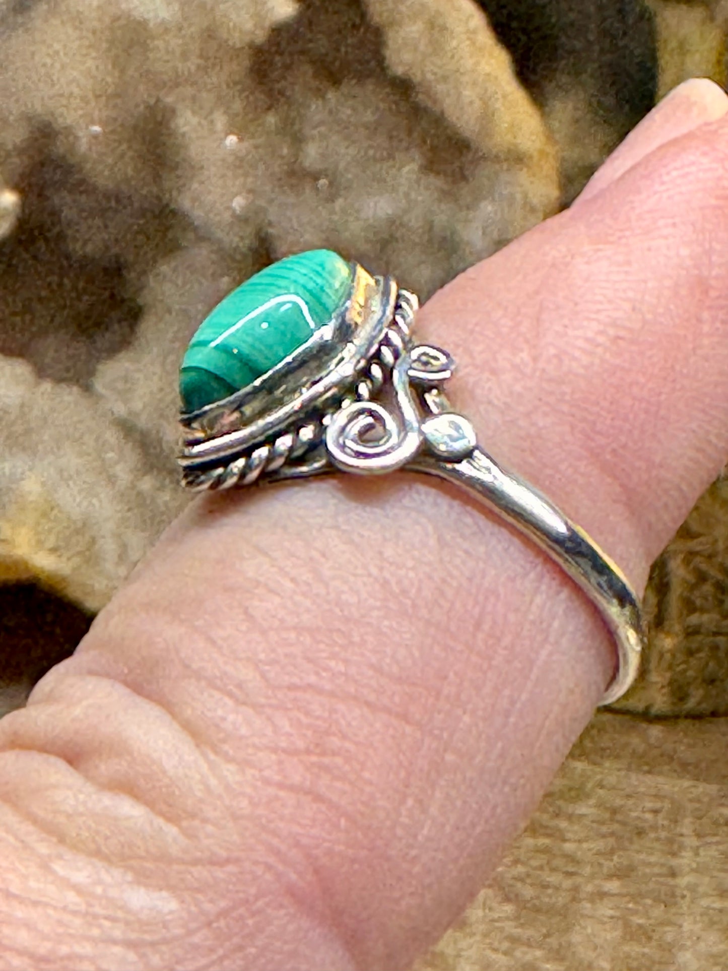Bague en argent 925 et Malachite