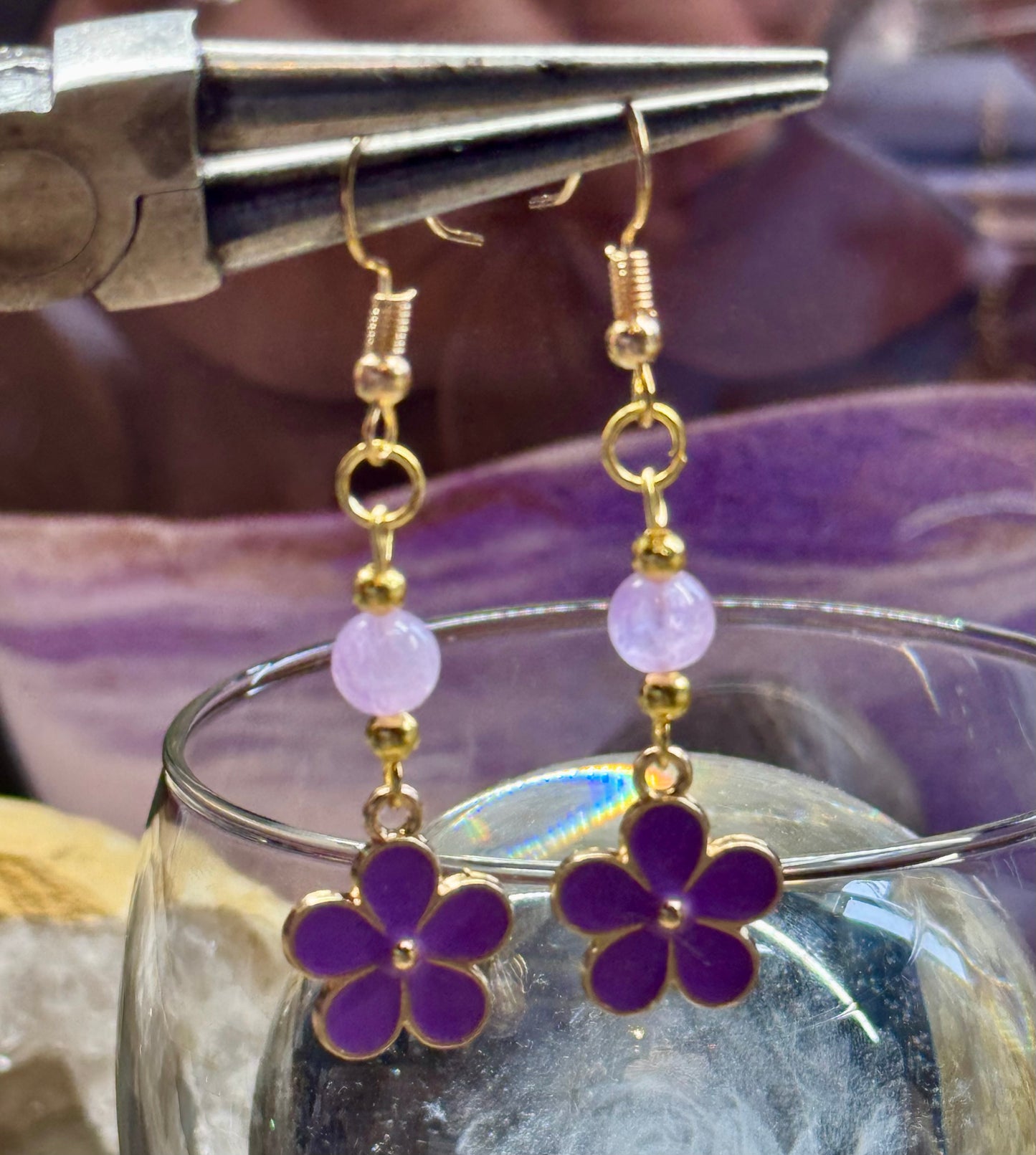 Boucles d’oreilles en argent et Améthyste Lilas