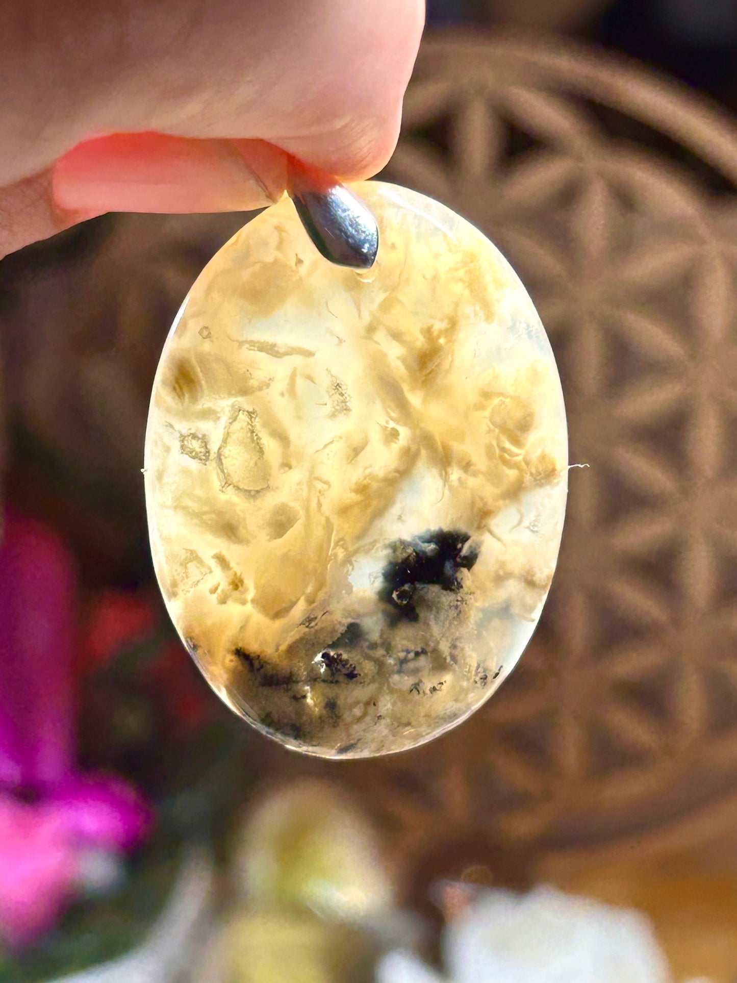 Pendentif d’agate dendrite de tigre