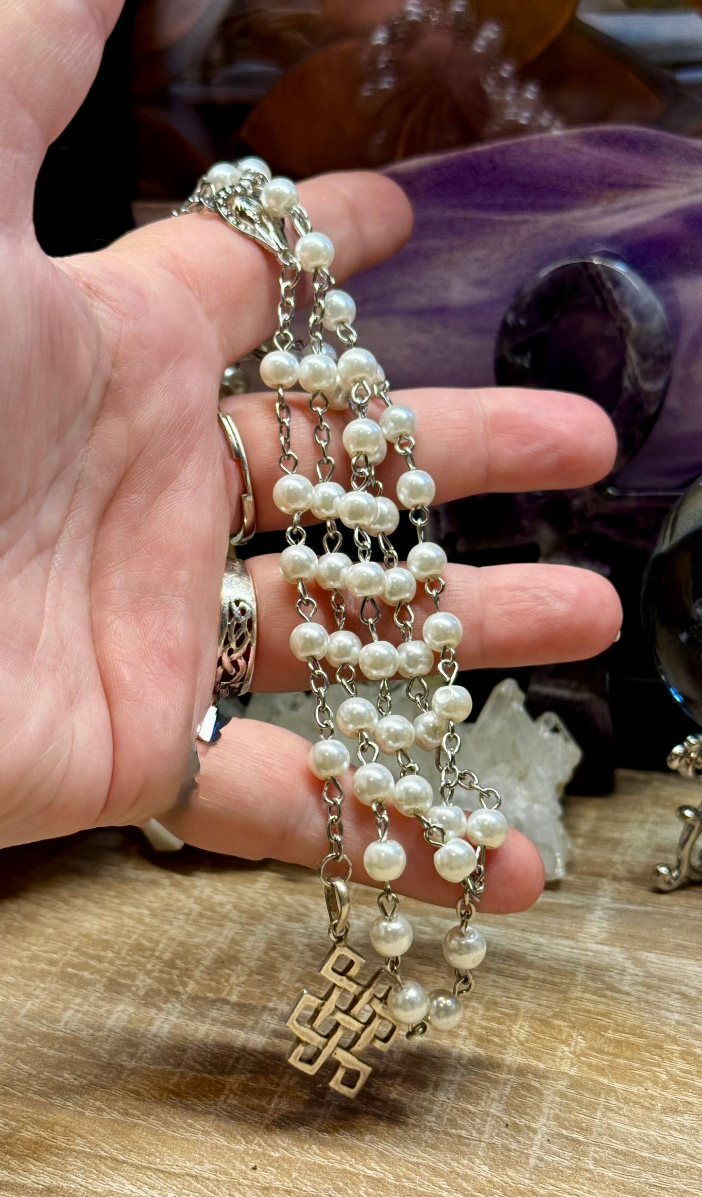 Rosaire avec perles blanches