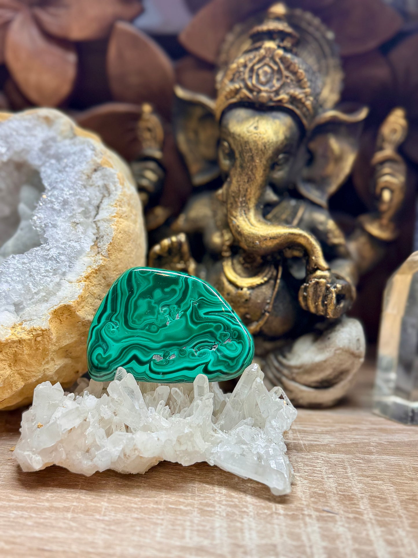 Plaque polie de malachite