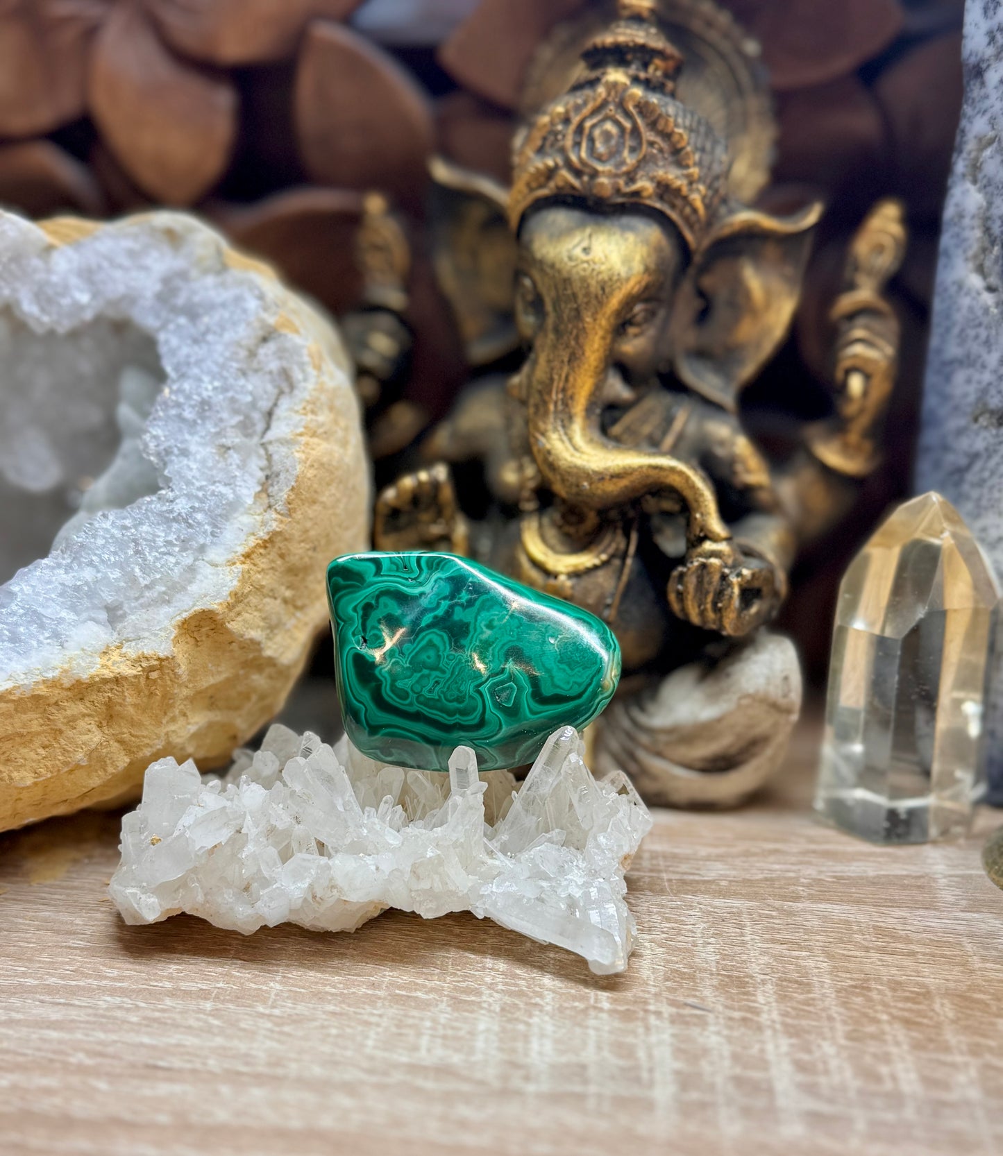 Plaque polie de malachite