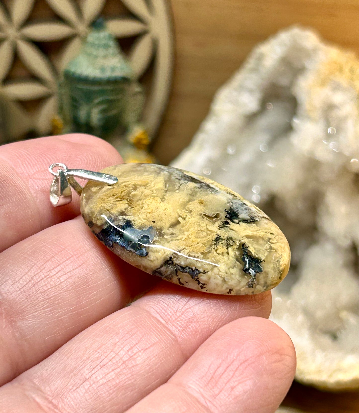 Pendentif d’agate dendrite de tigre