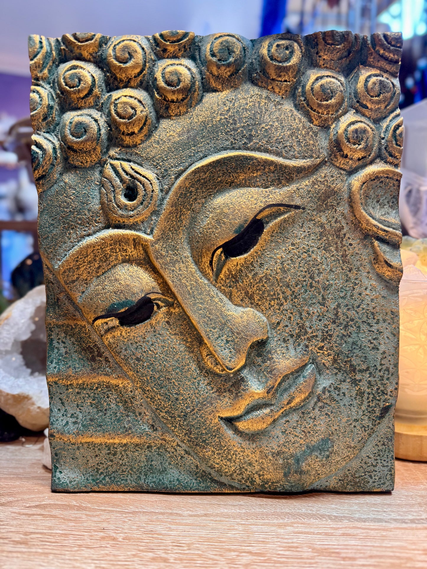 Cadre Bouddha en bois sculpté