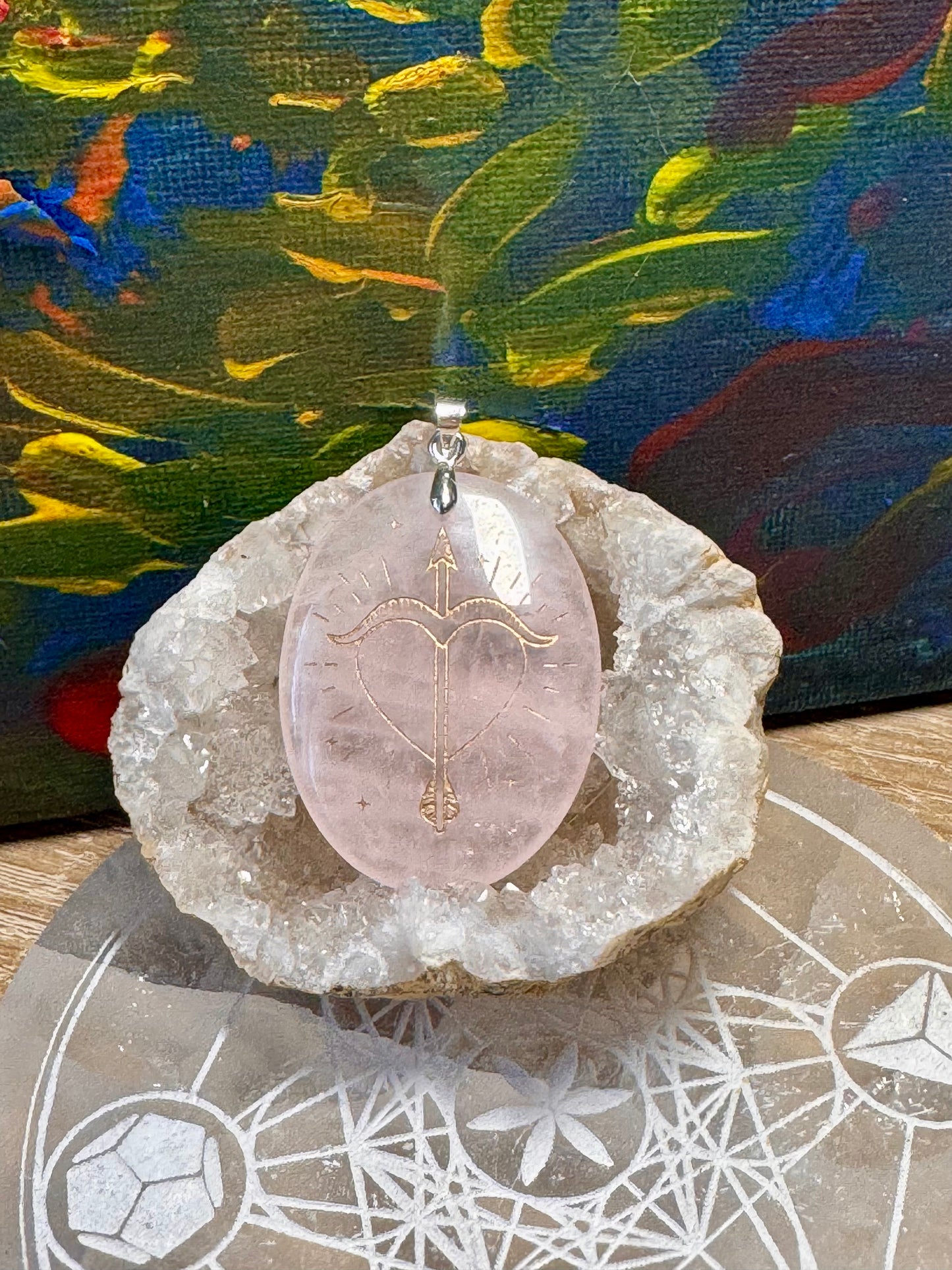 Pendentif de quartz rose