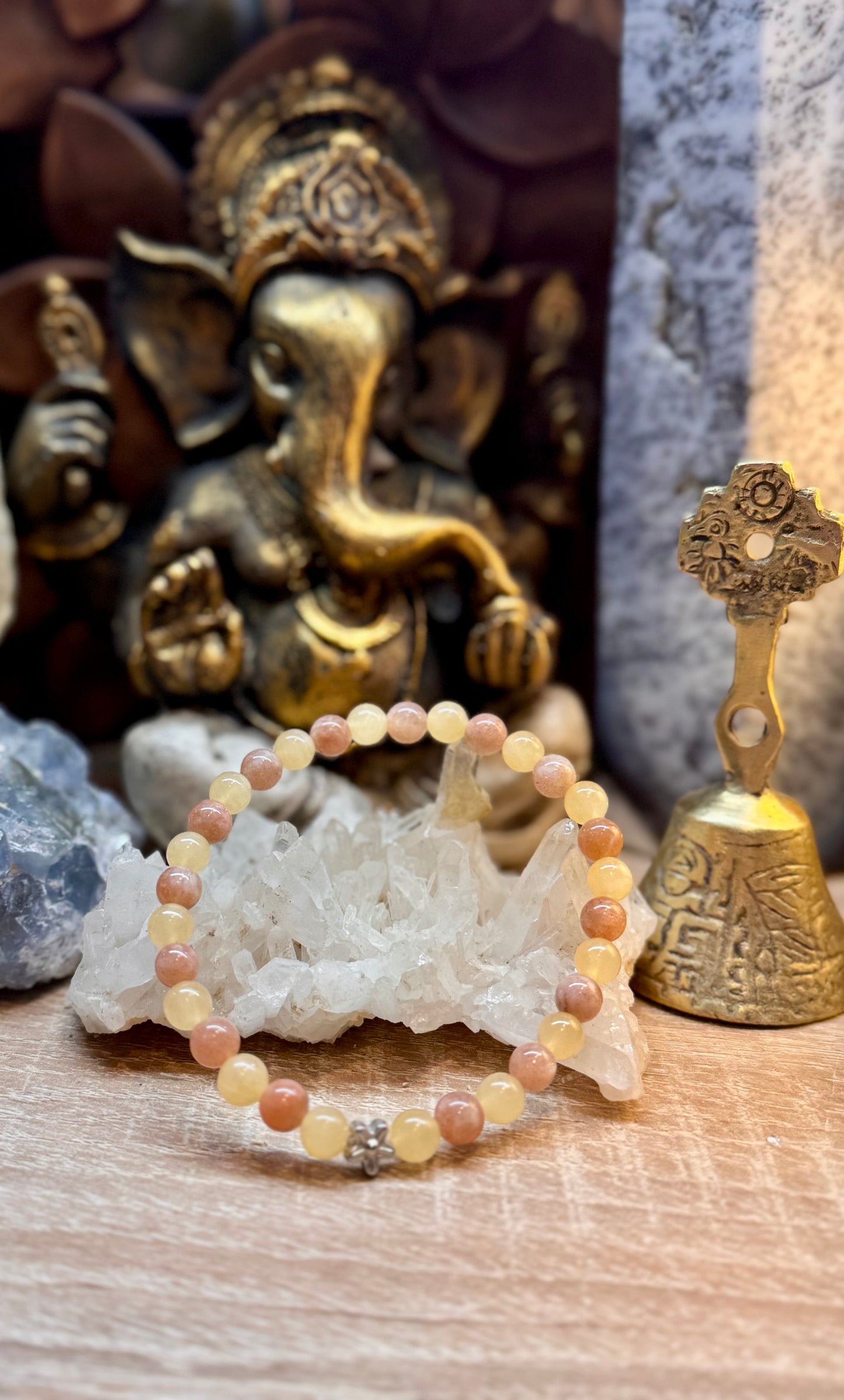 Bracelet Jade Jaune et Pierre du Soleil