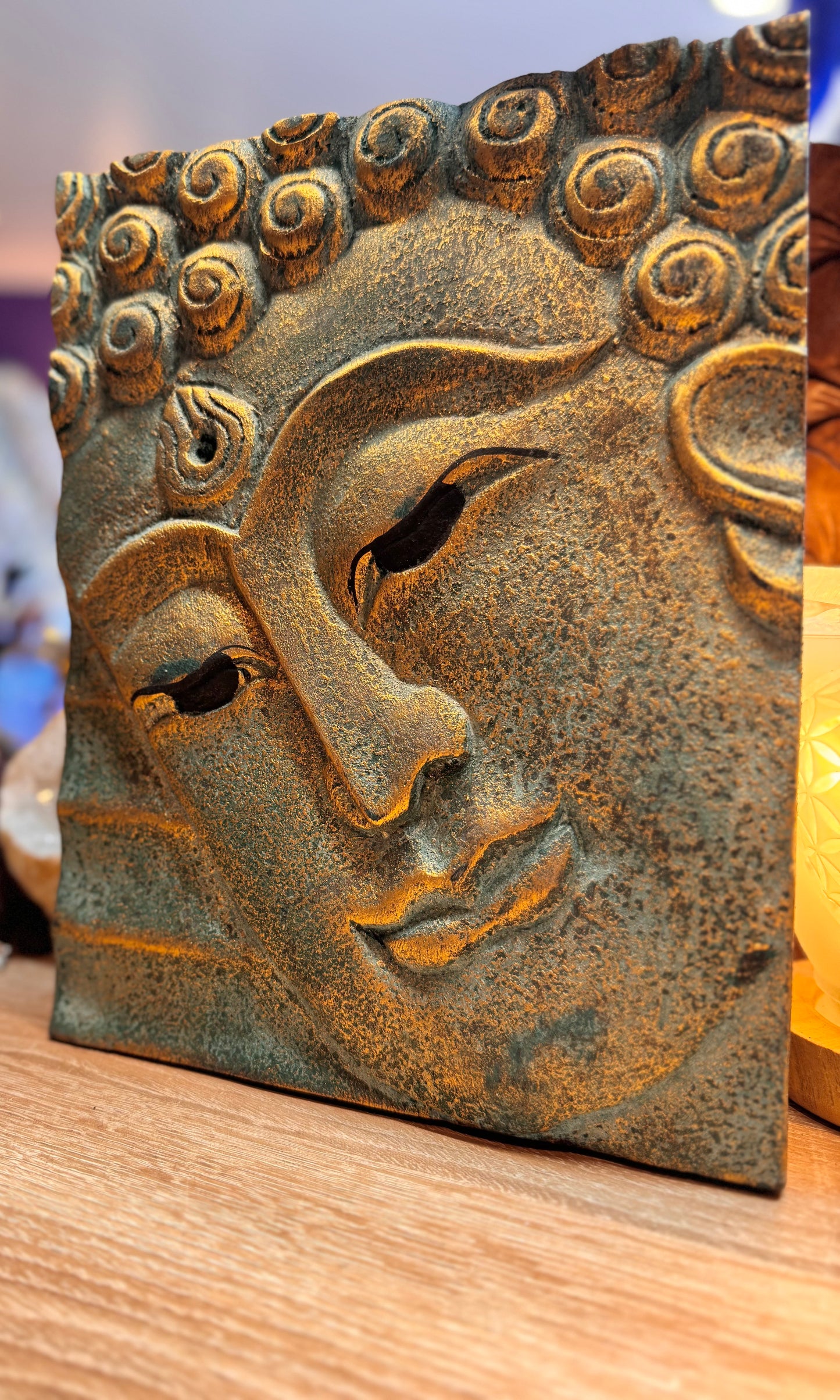 Cadre Bouddha en bois sculpté