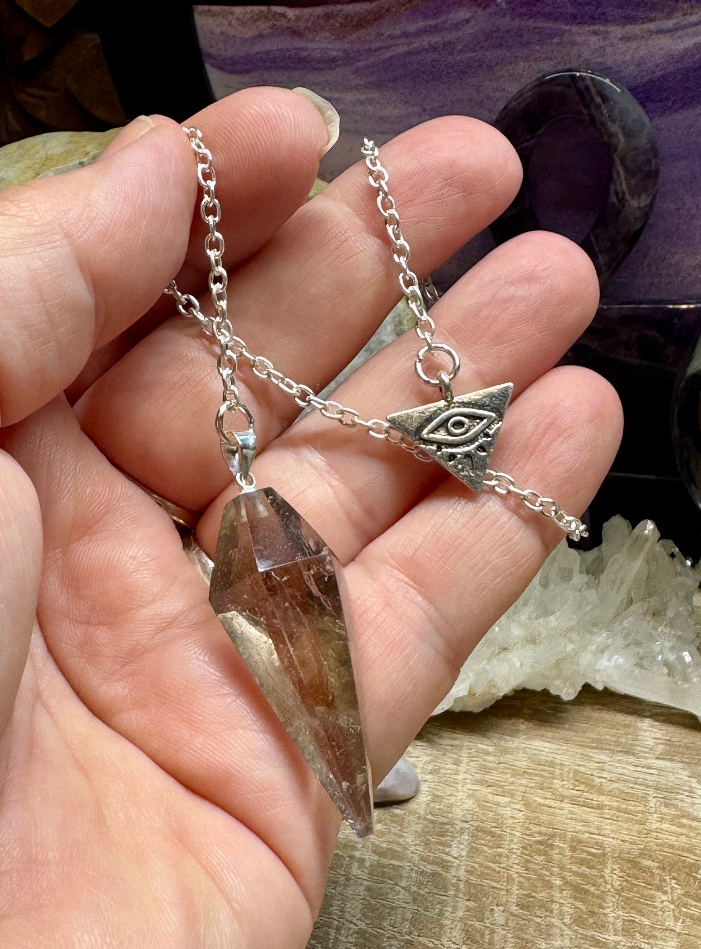 Pendule Quartz Fumé - Oeil Horus