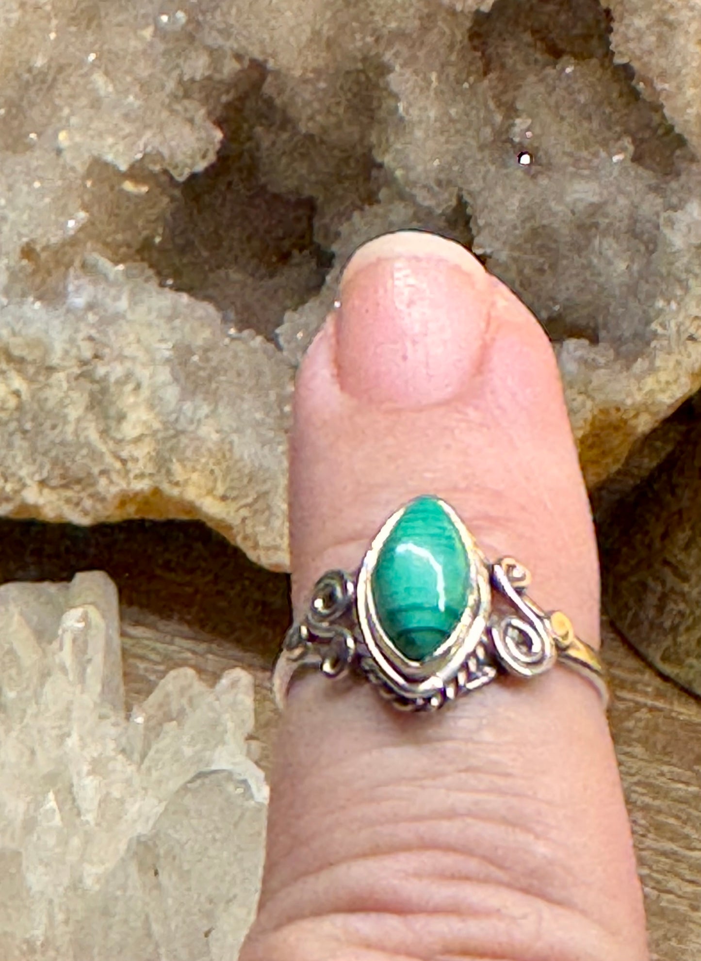 Bague en argent 925 et Malachite