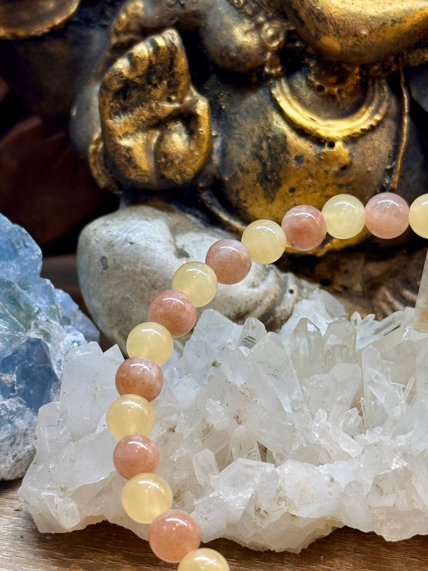 Bracelet Jade Jaune et Pierre du Soleil