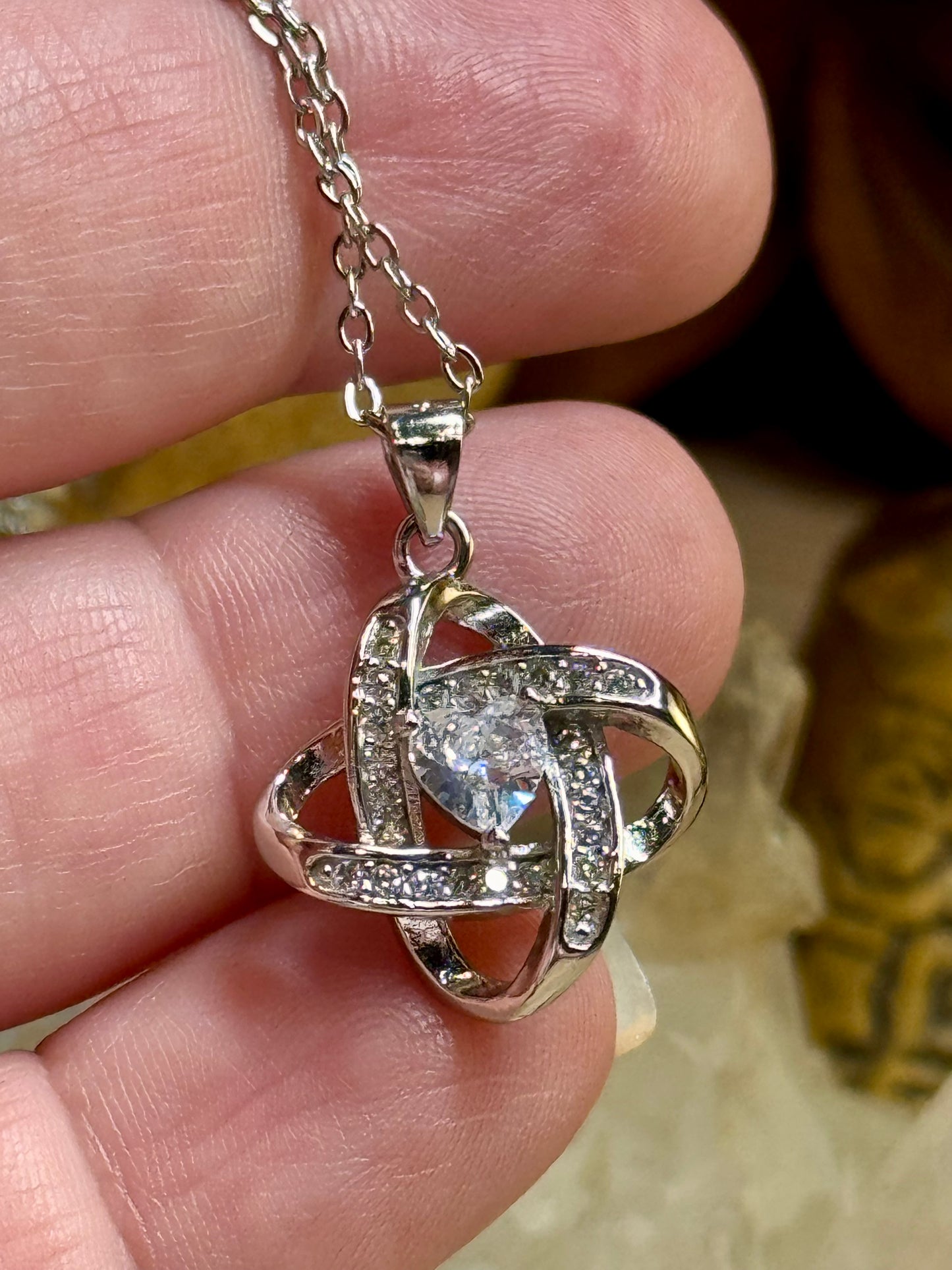Collier double en argent et zircon