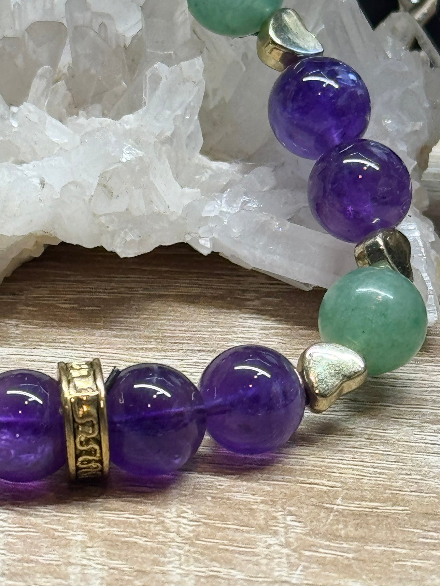 Bracelet améthyste et aventurine verte