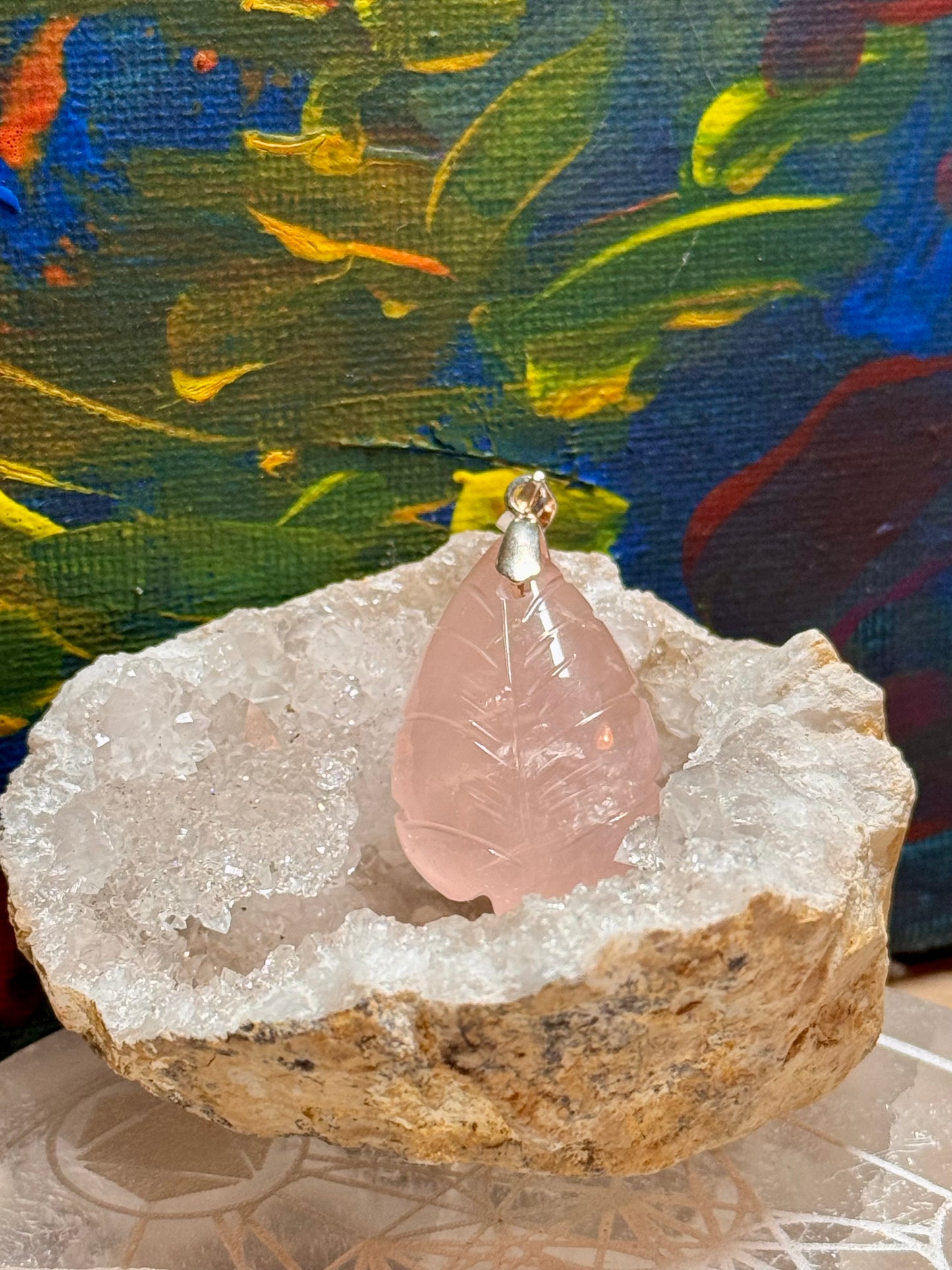 Pendentif de quartz rose