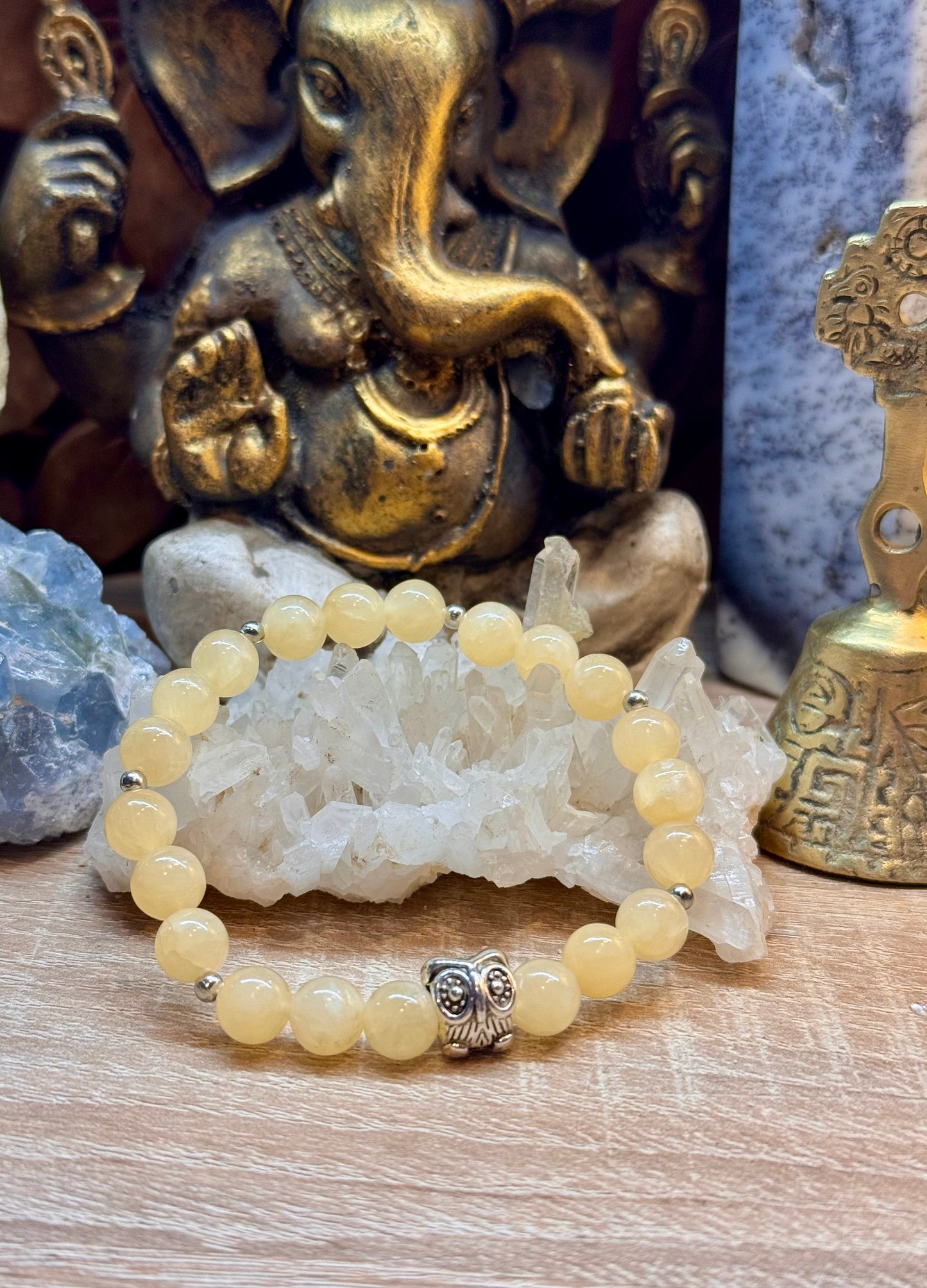 Bracelet Jade Jaune et Pierre du Soleil