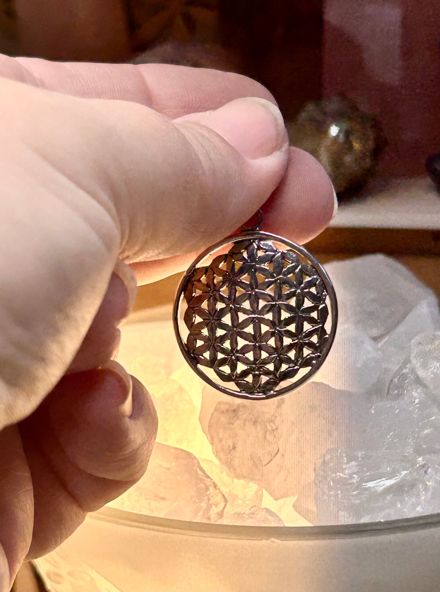 Pendentif de fleur de vie en argent