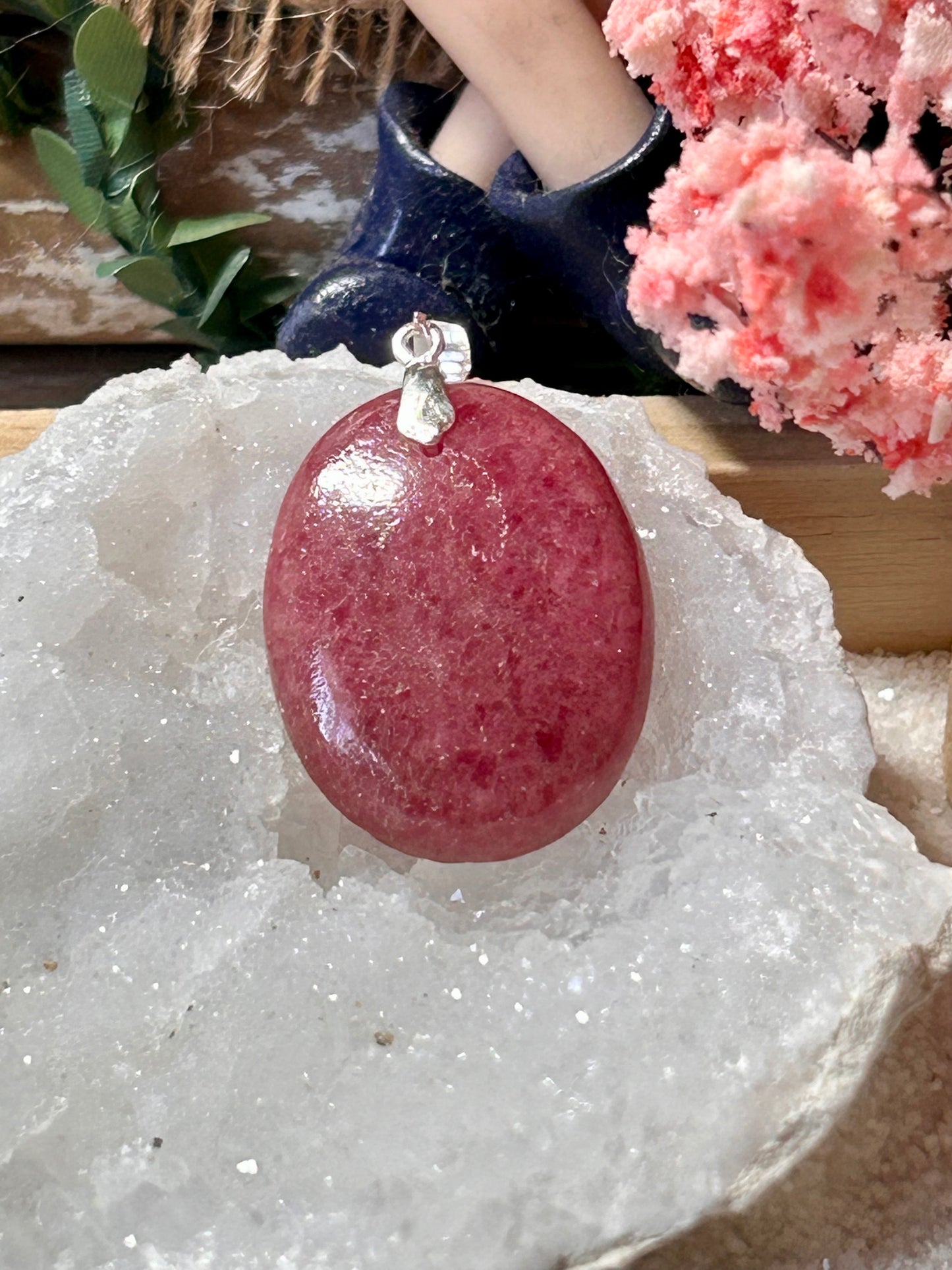 Pendentif de rhodonite