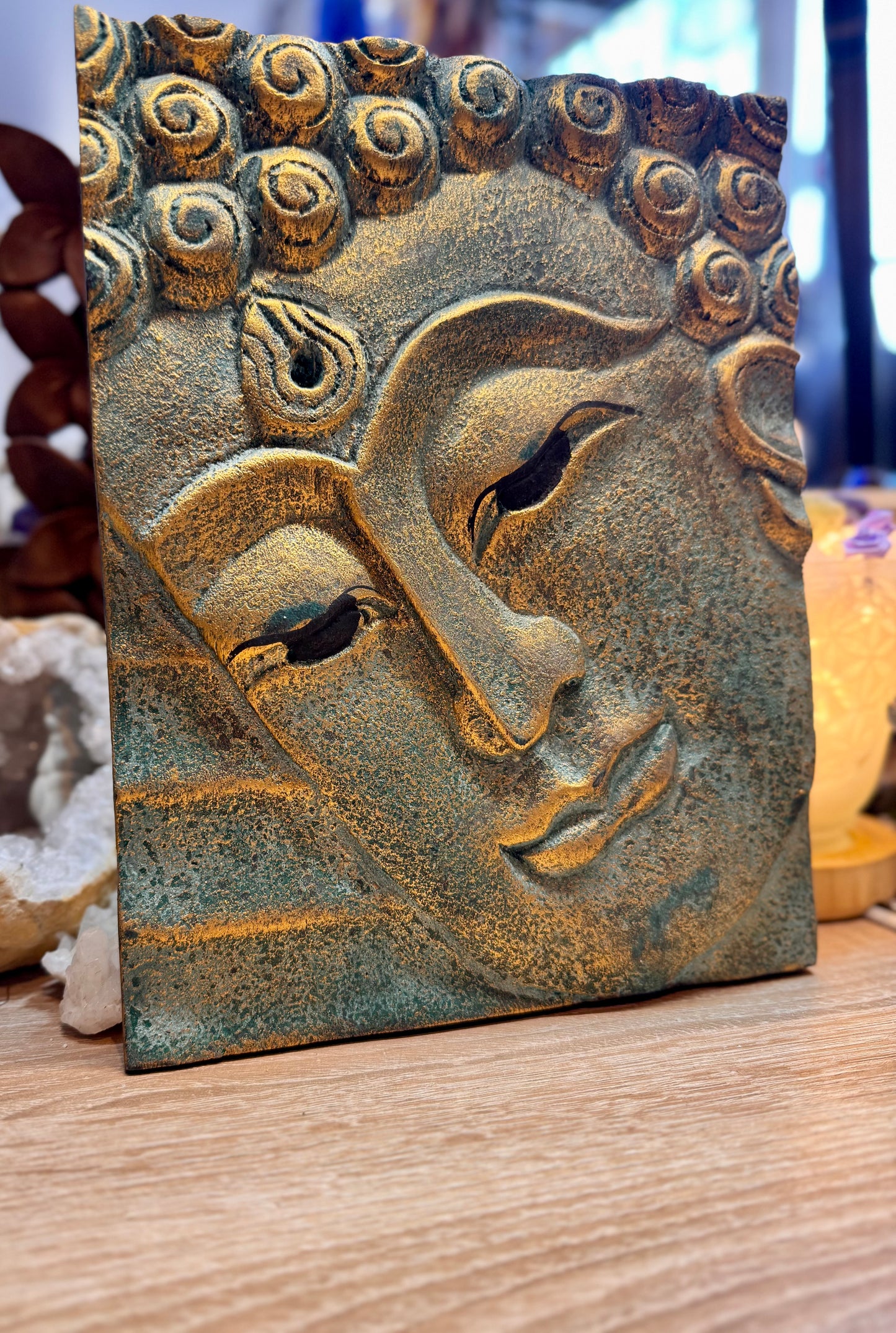 Cadre Bouddha en bois sculpté
