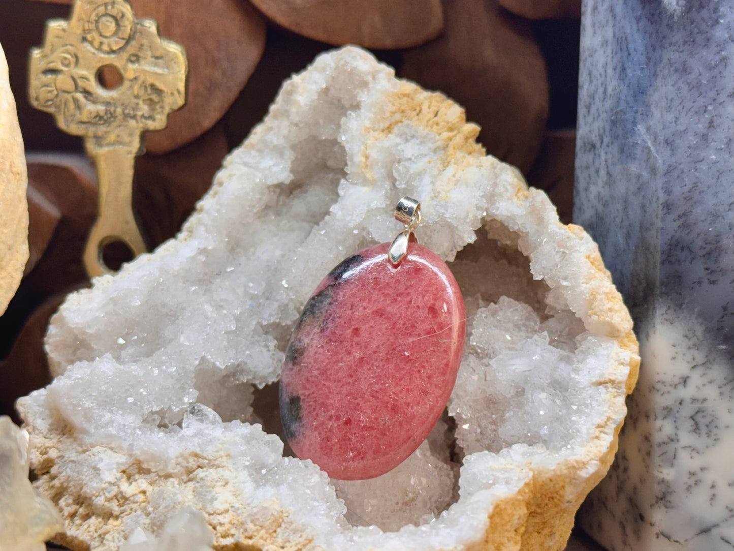 Pendentif de rhodonite
