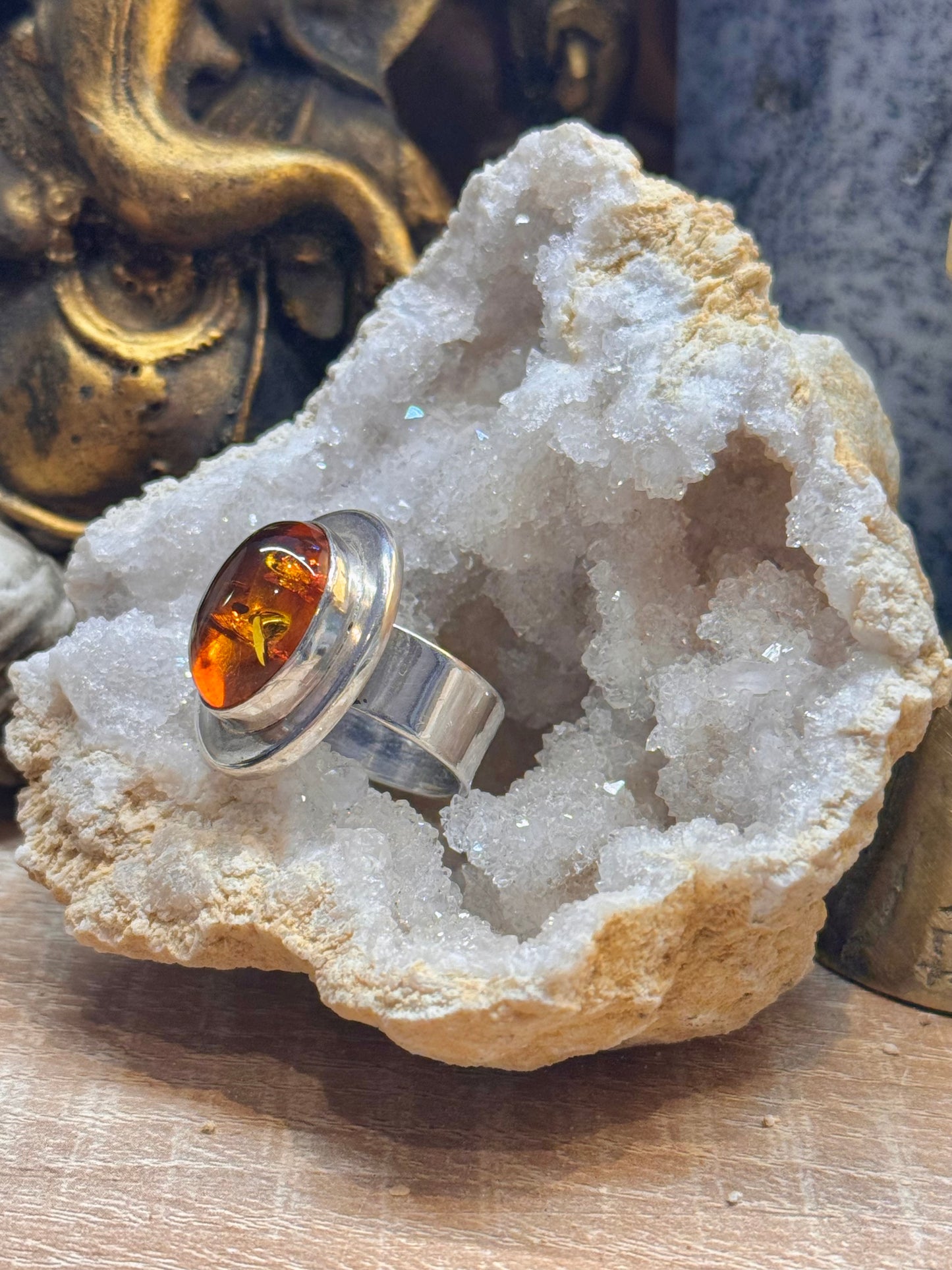 Bague en ambre T60