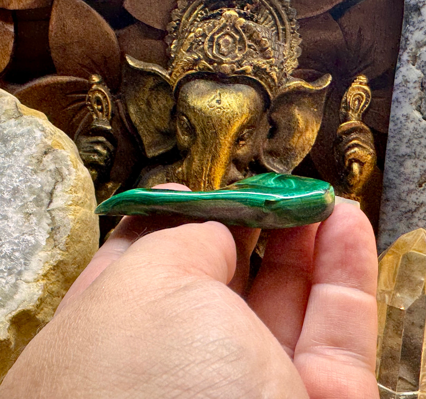 Plaque polie de malachite