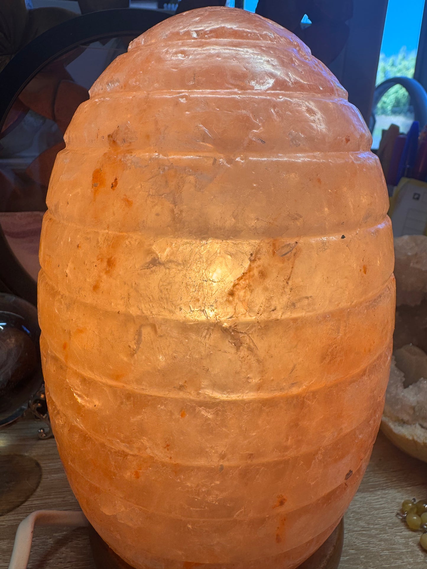 Lampe de sel en forme d’œuf strié